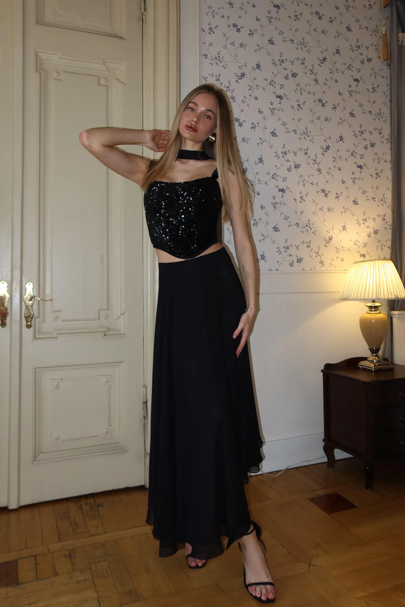Asymmetrical Chiffon Midi Skirt
