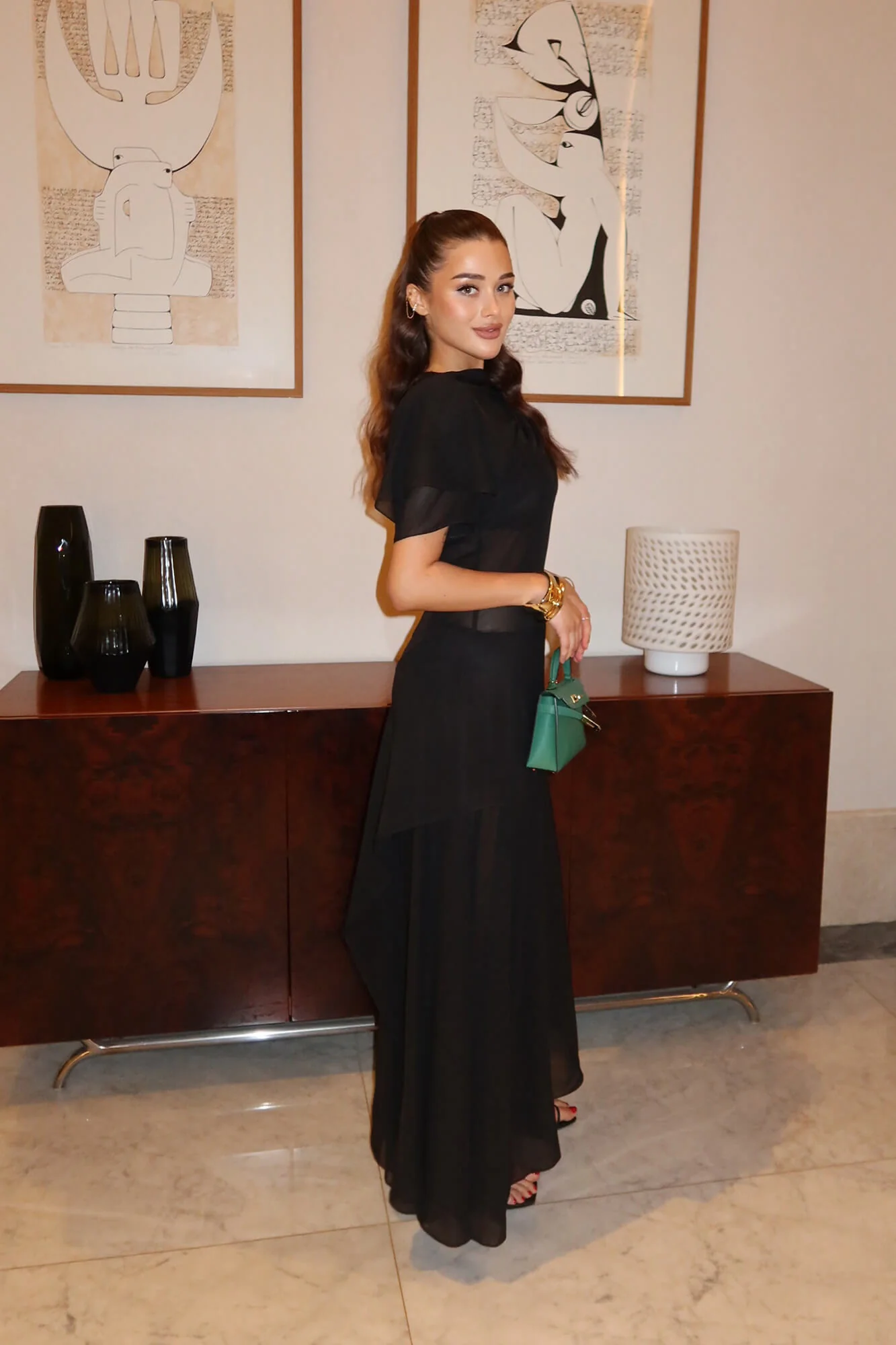 Chiffon Asymmetrical Midi Dress