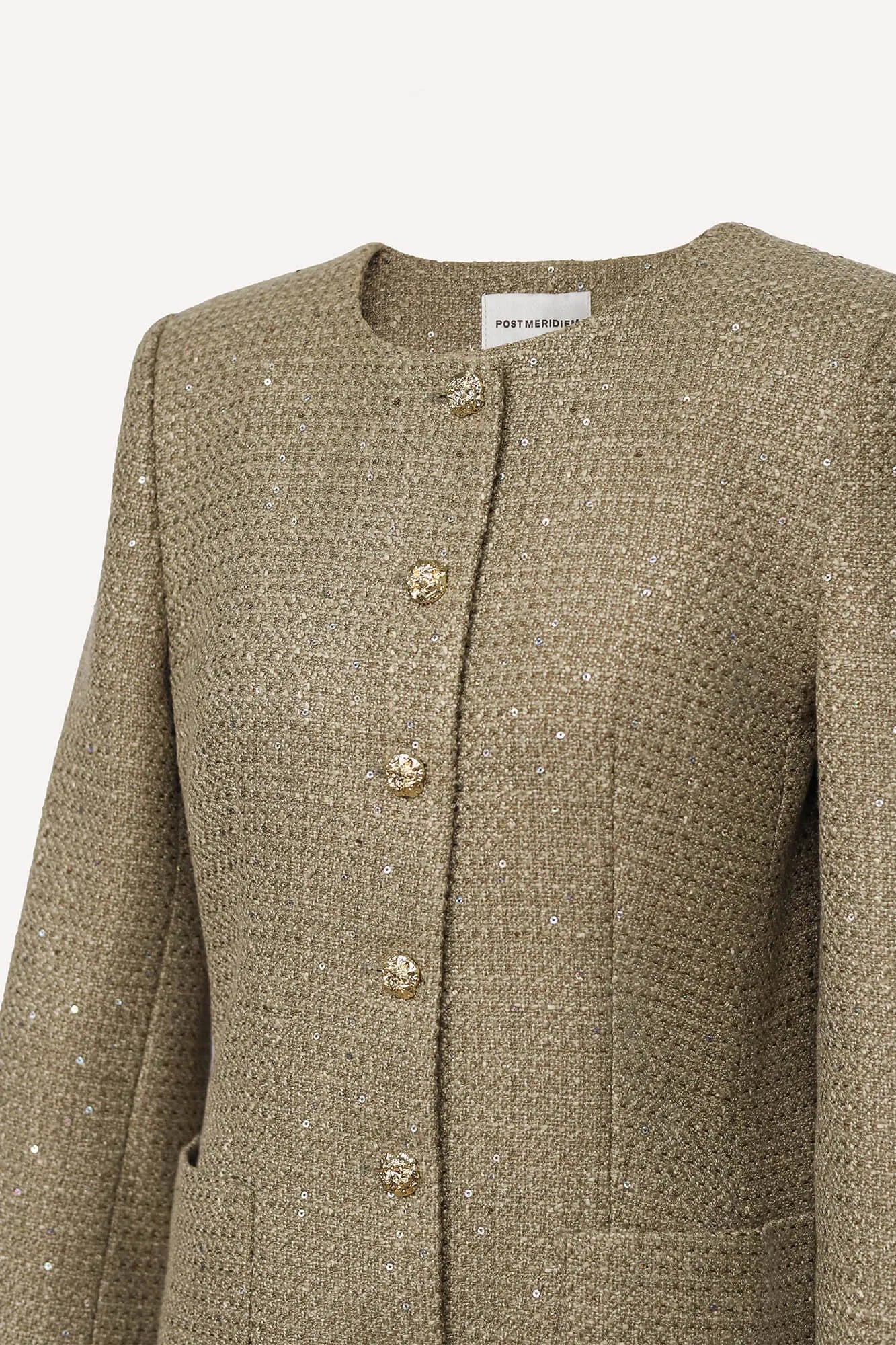 Single-Breasted Collarless Jacket