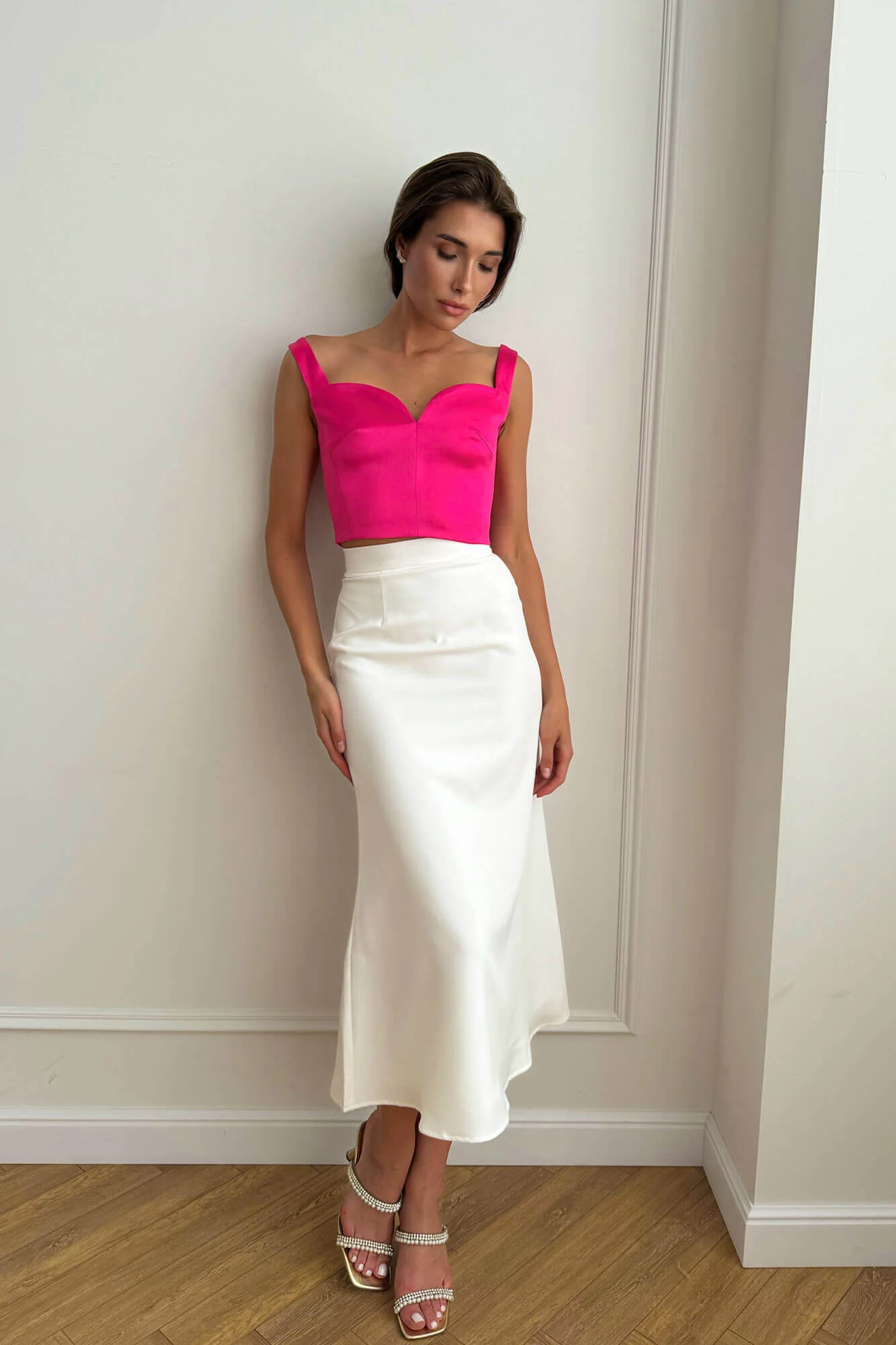 Sweetheart Neck Wide Strap Crop Top