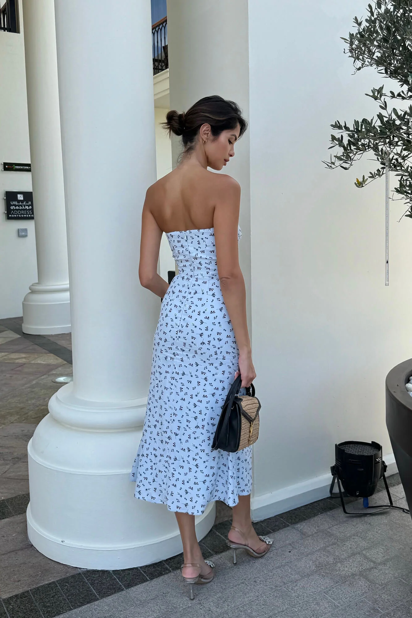 Viscose Slit Corset Midi Dress