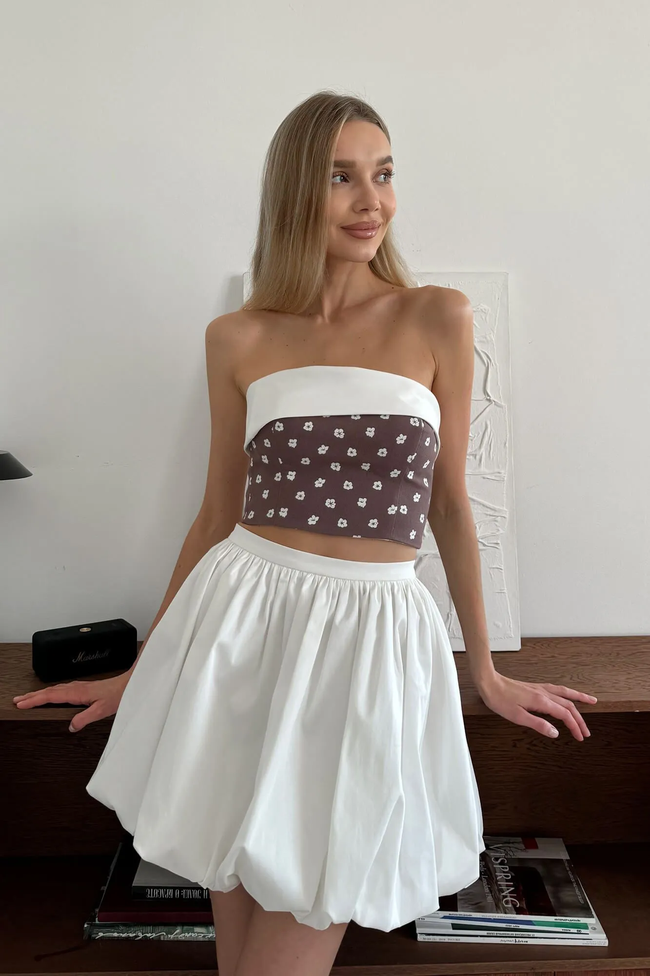 Corset Top with Contrast Turn-up