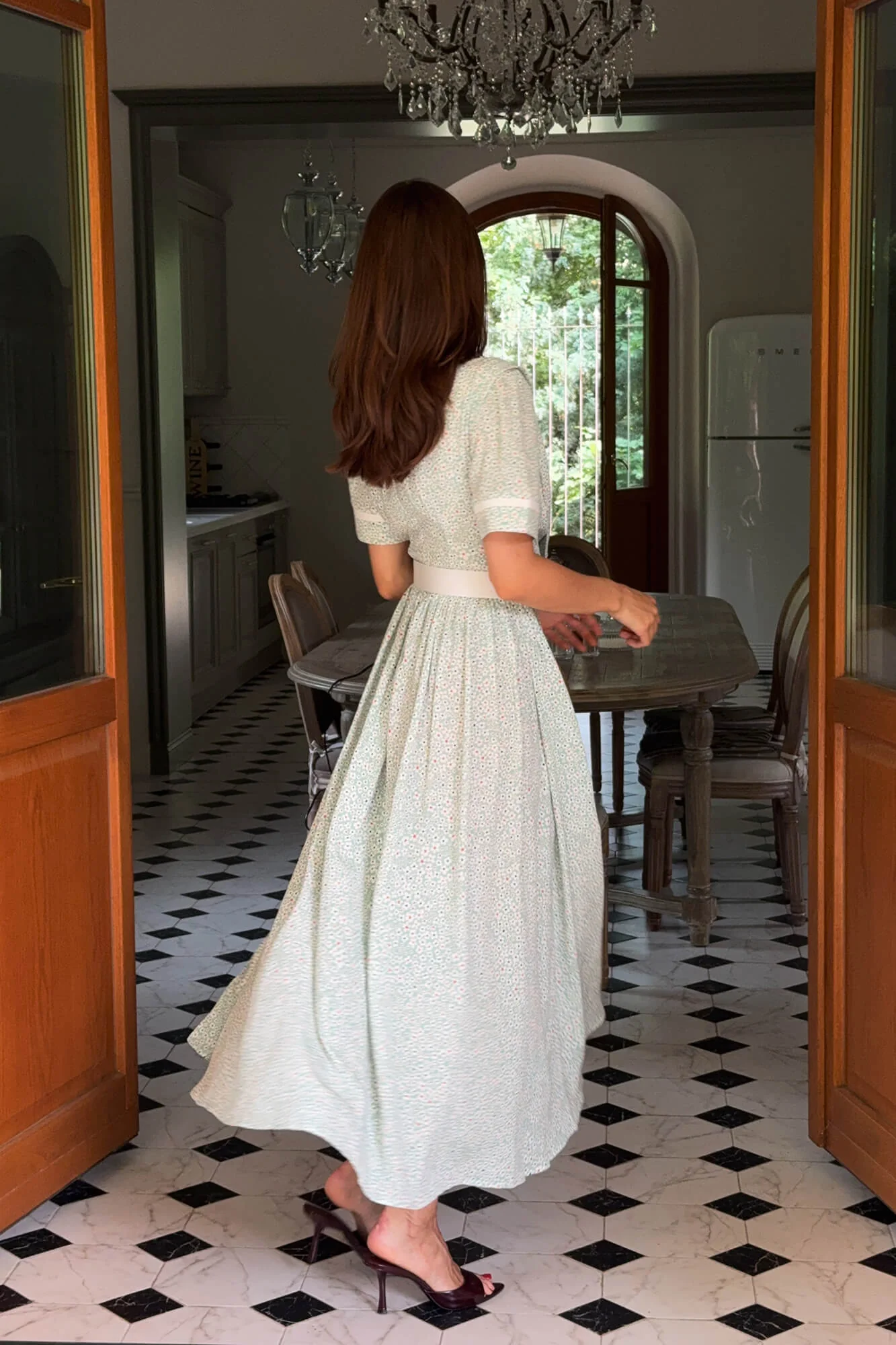 Slit Skirt Draped Wrap Midi Dress