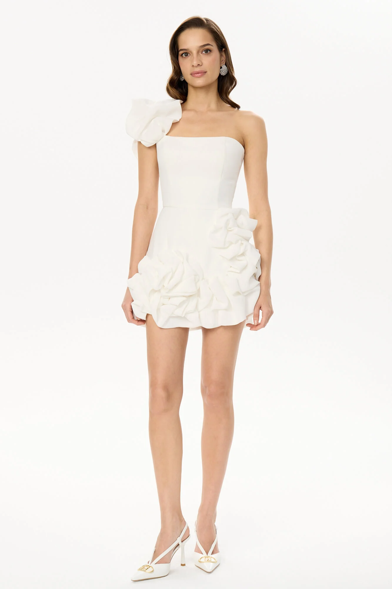 Flounced Bottom One Shoulder Bustier Dress