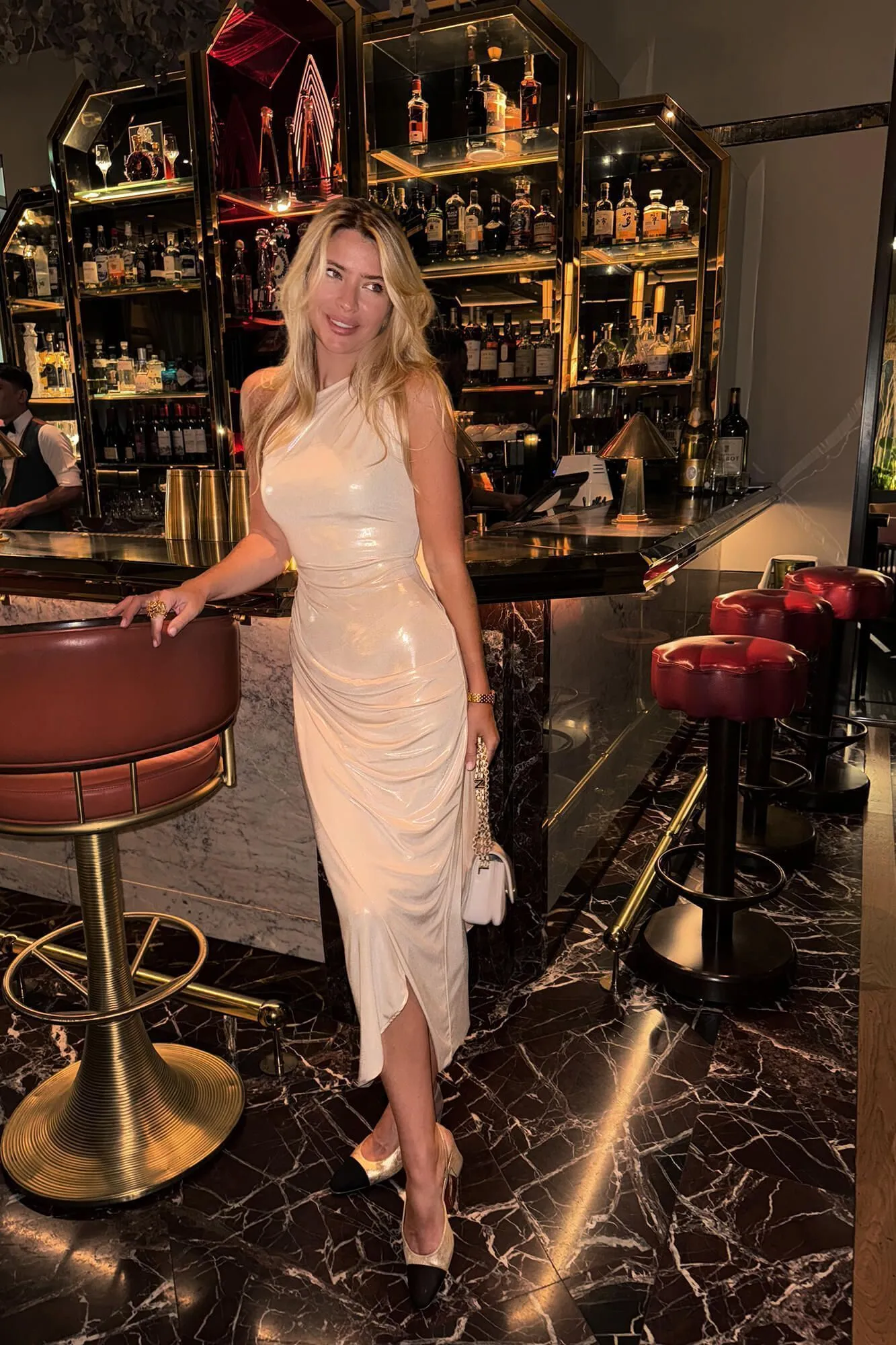 Jersey Midi Dress With Train