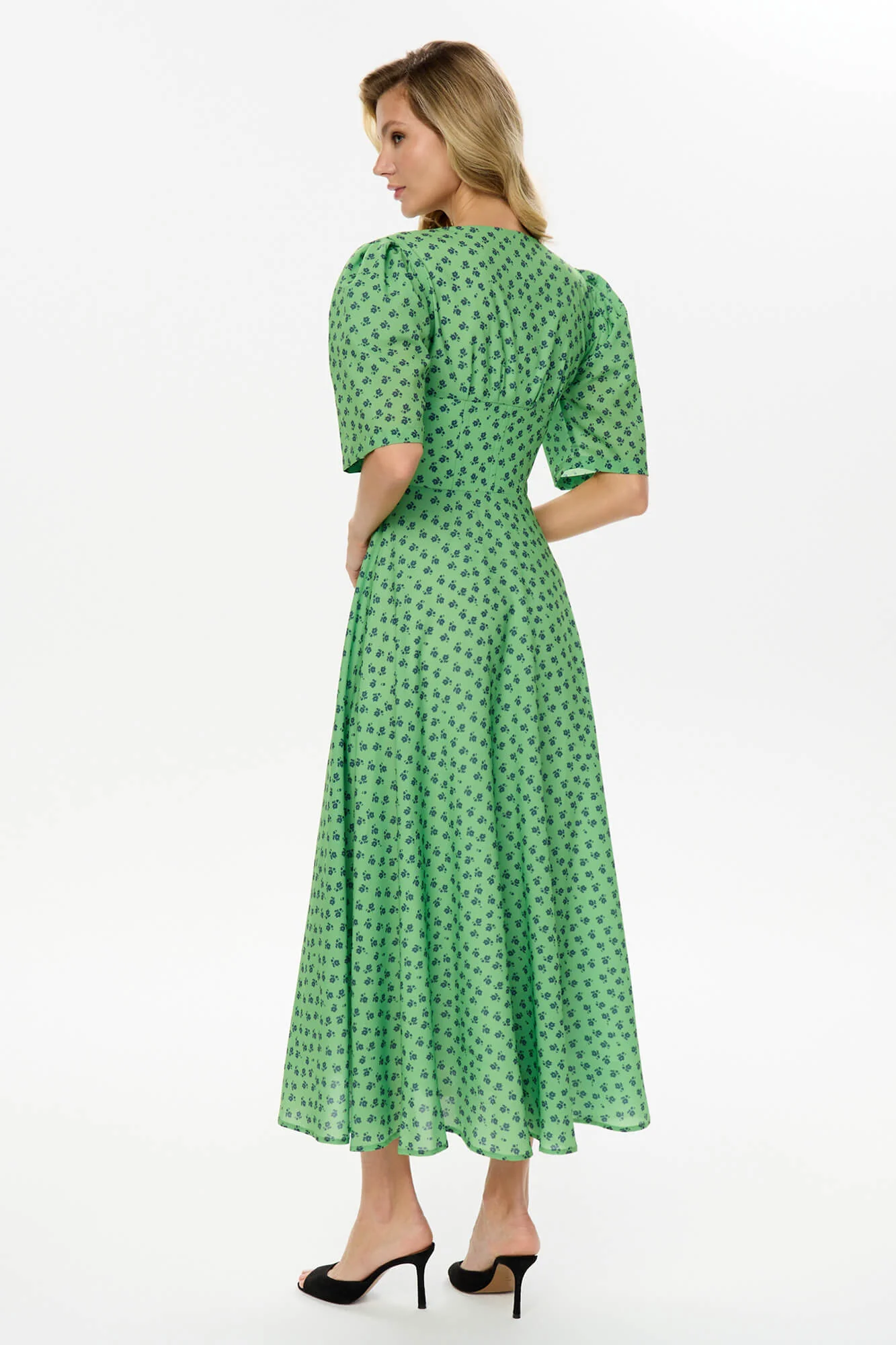 Short Sleeve Buttoned Midi Dress