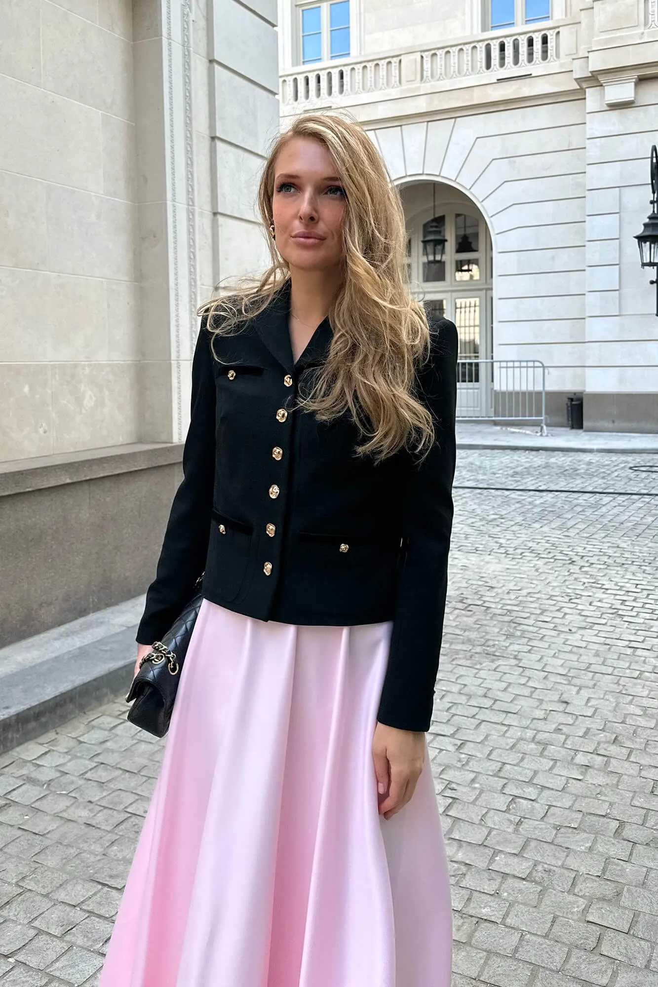 Single Breasted Velvet Trim Plaid Jacket