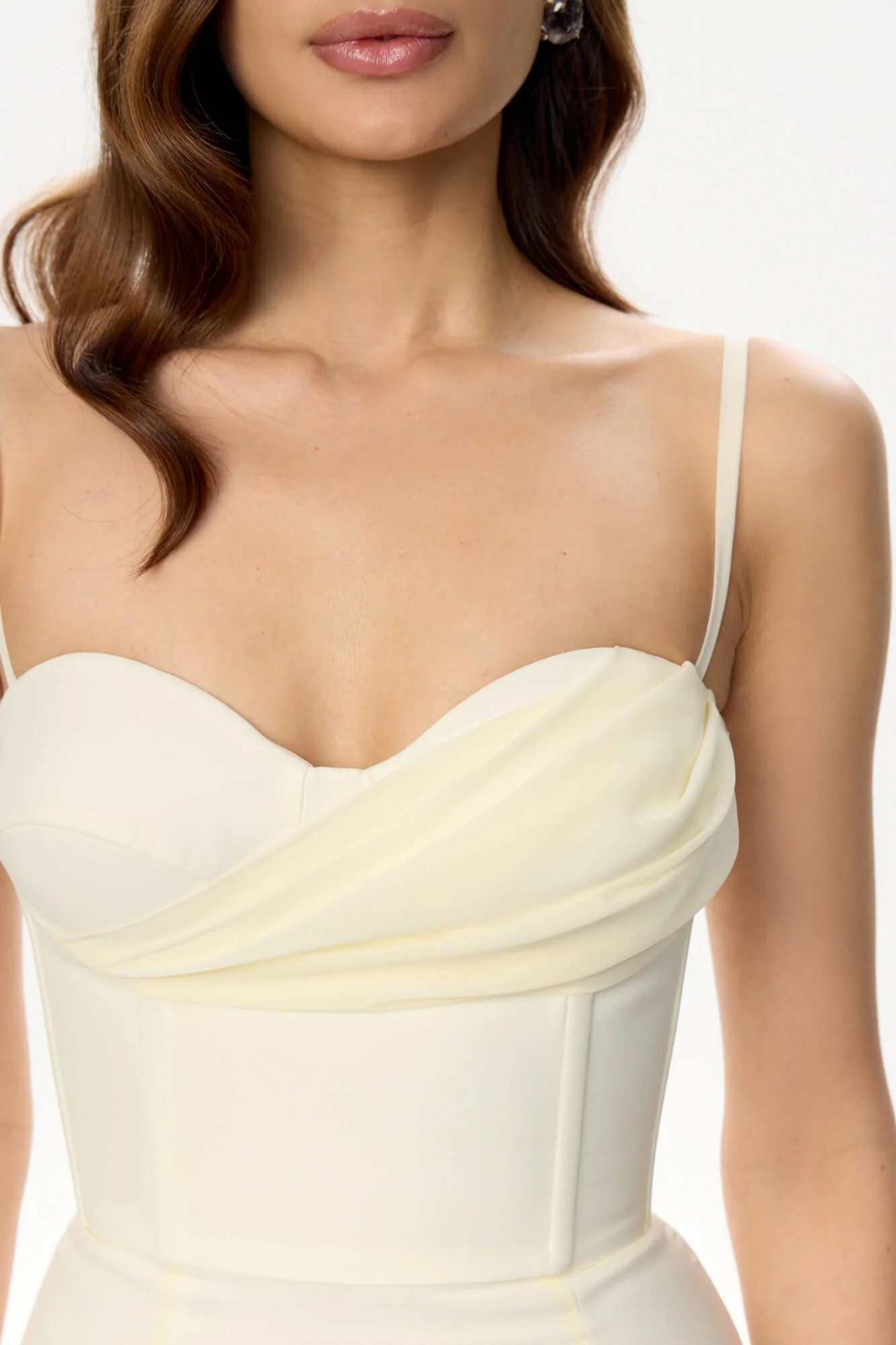 Draped Bodice Bottom Flounced Bustier Dress