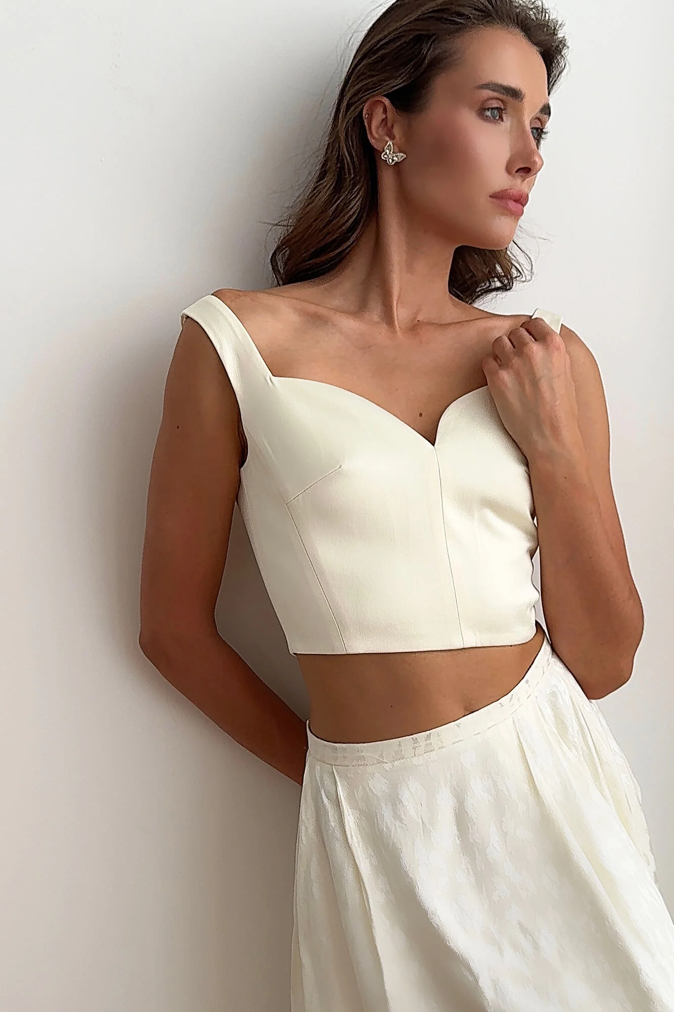 Sweetheart Neck Wide Strap Crop Top