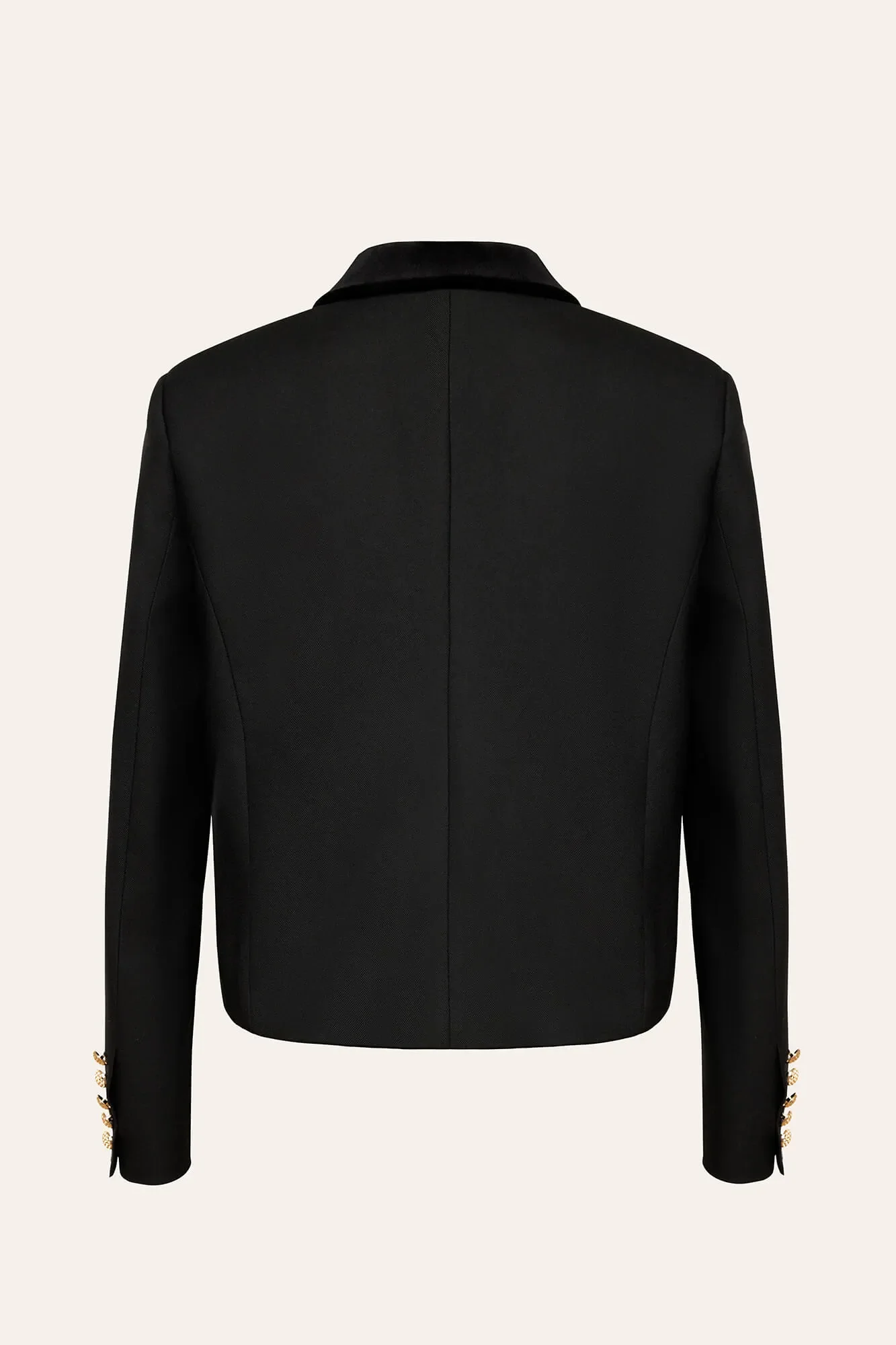 Single Breasted Velvet Trim Plaid Jacket