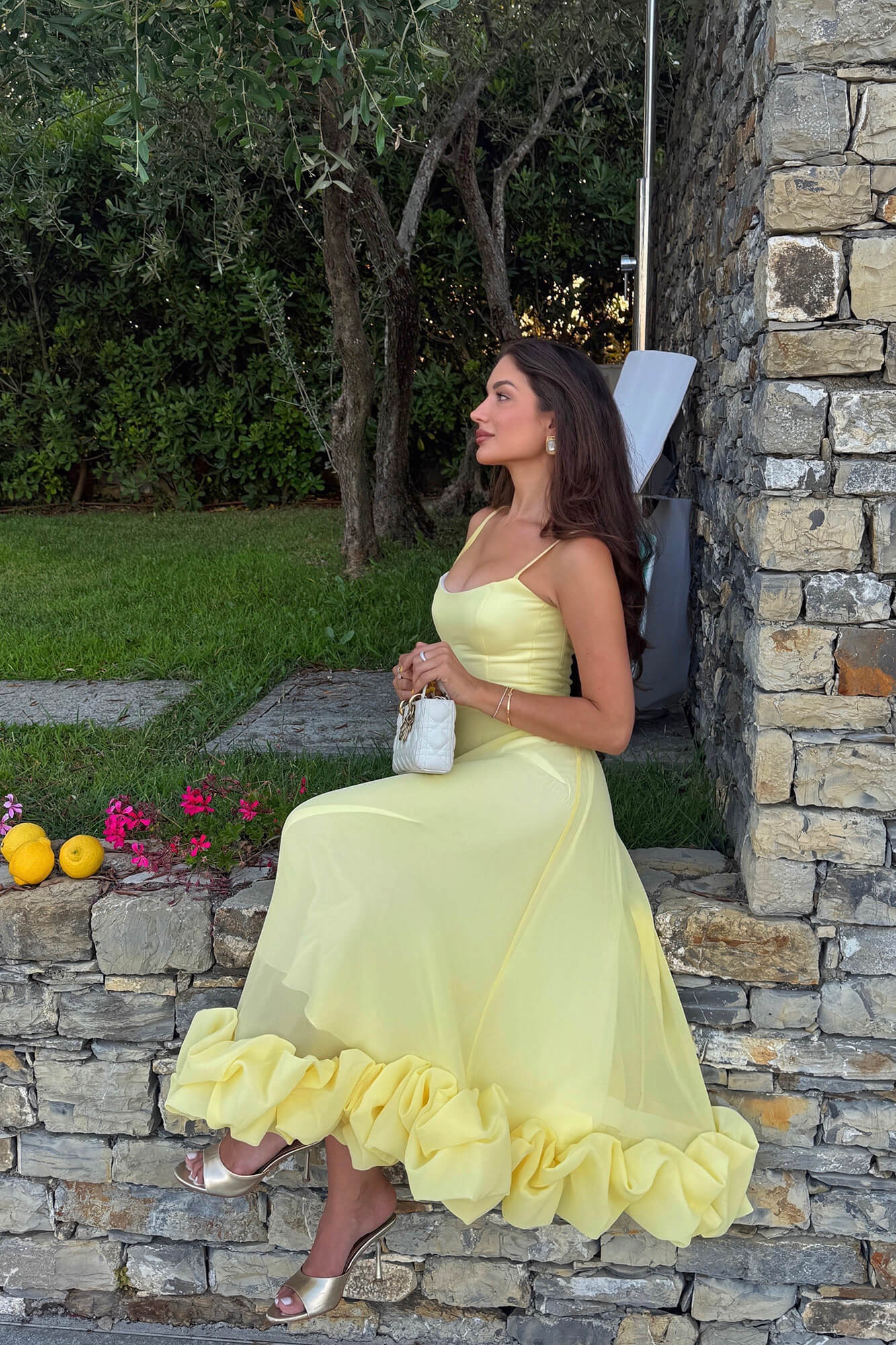Flounce Bustier Midi Dress