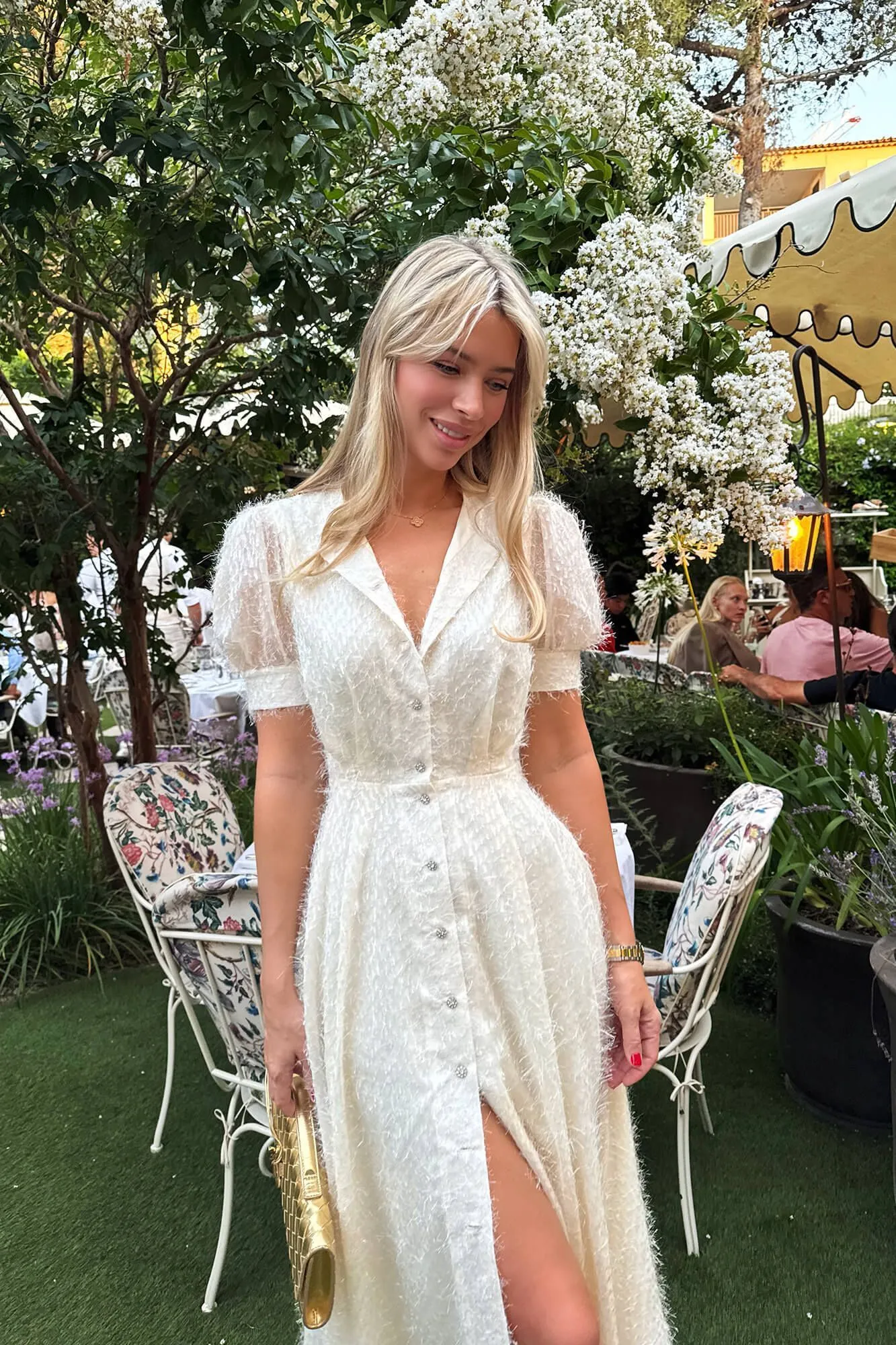 Sequin Button Front Midi Dress