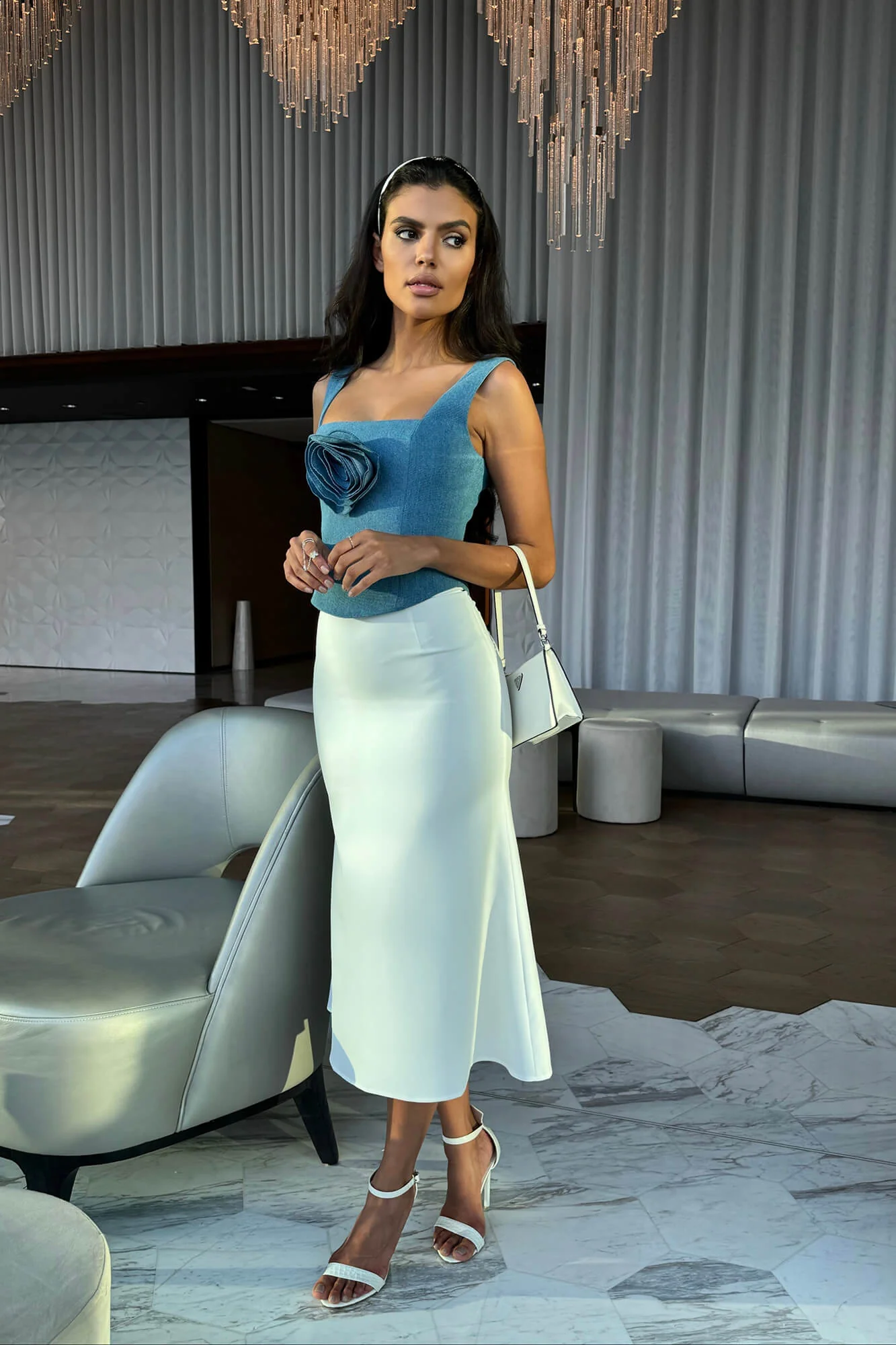 Square Neck Top with removable rose