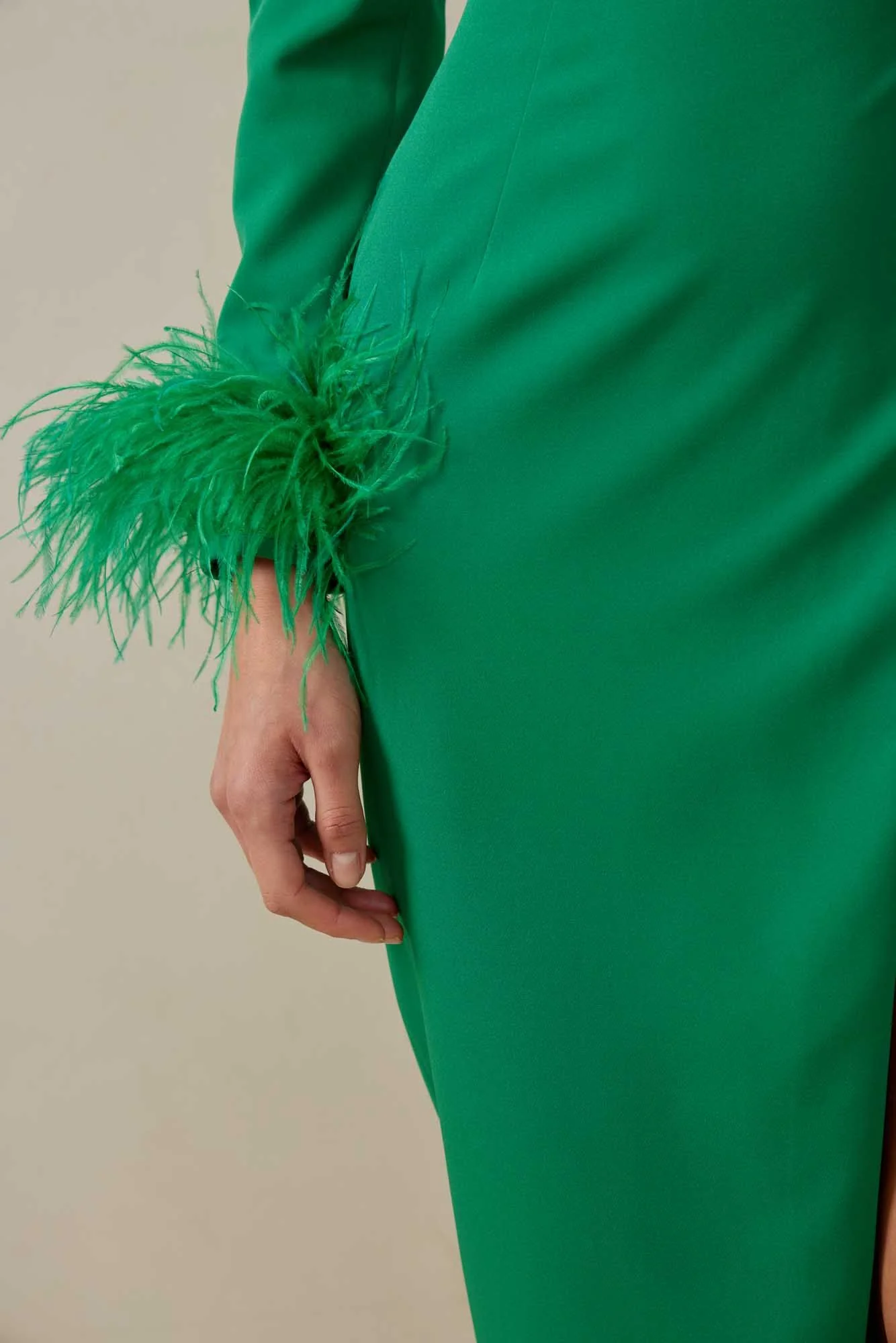 Wrap Feather Sleeve Midi Dress