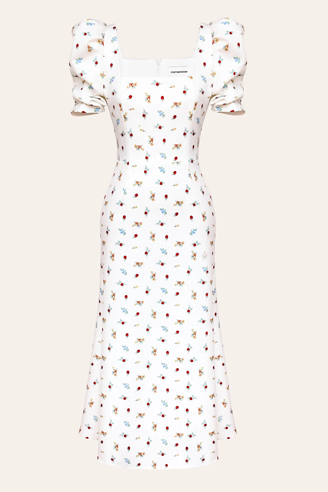 Godet Silhouette Square Neck Midi Dress