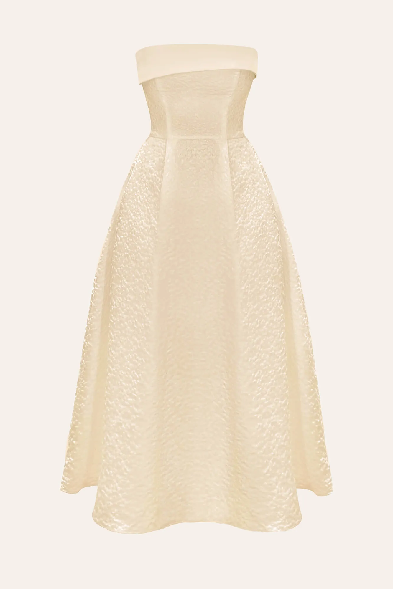 Jacquard Midi Dress with Satin Turn-up