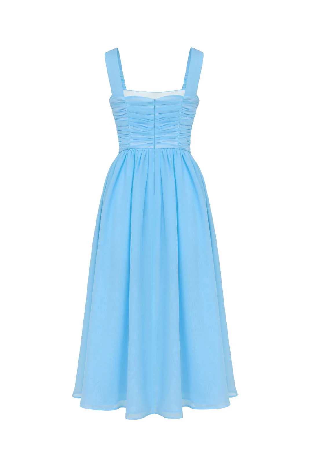 Draped Bodice Chiffon Midi Dress