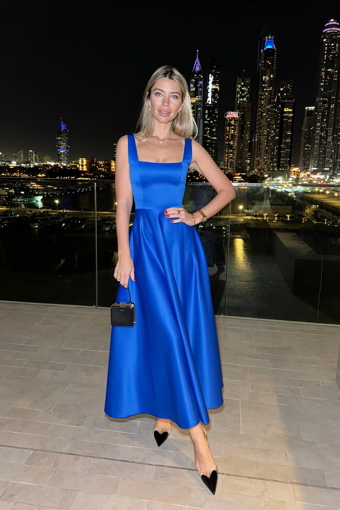 Strap Decorated Bodice Midi Dress