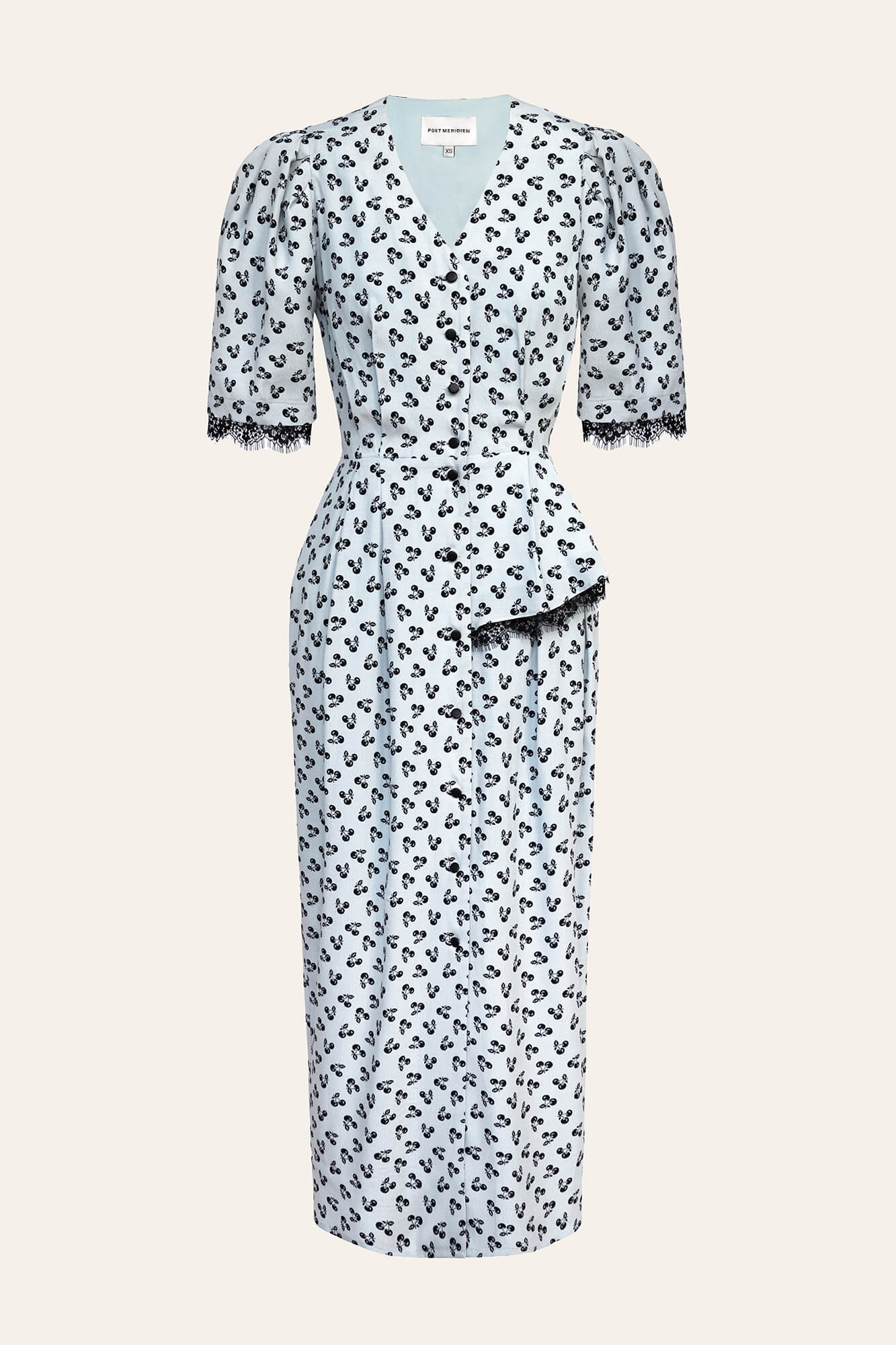 Lace Decorated Button Front Midi Dress