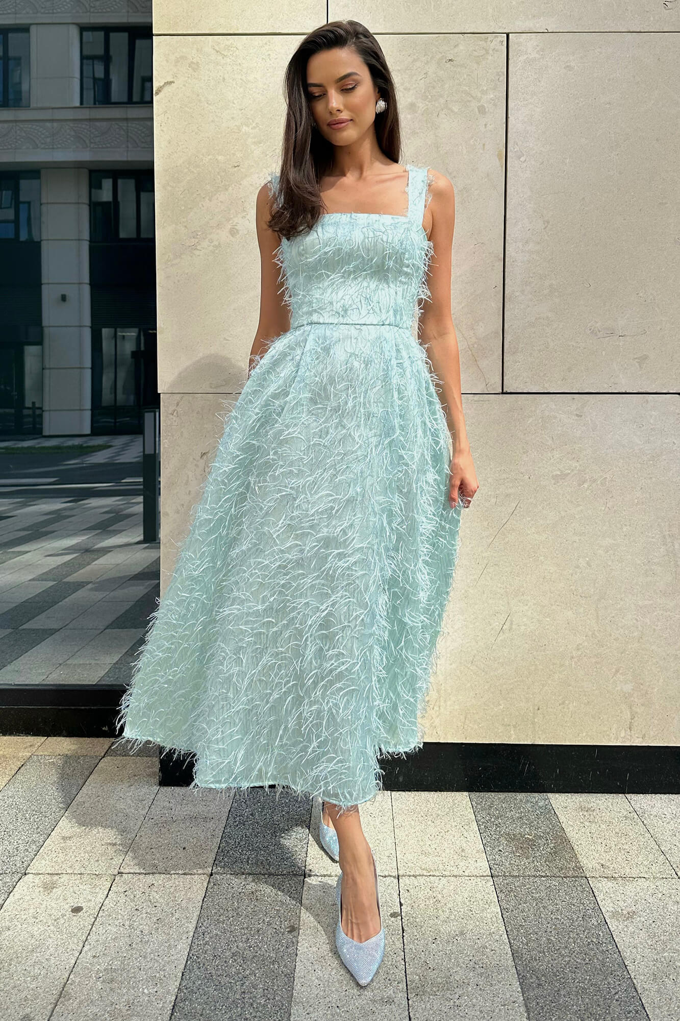 Pleated Corset Midi Dress