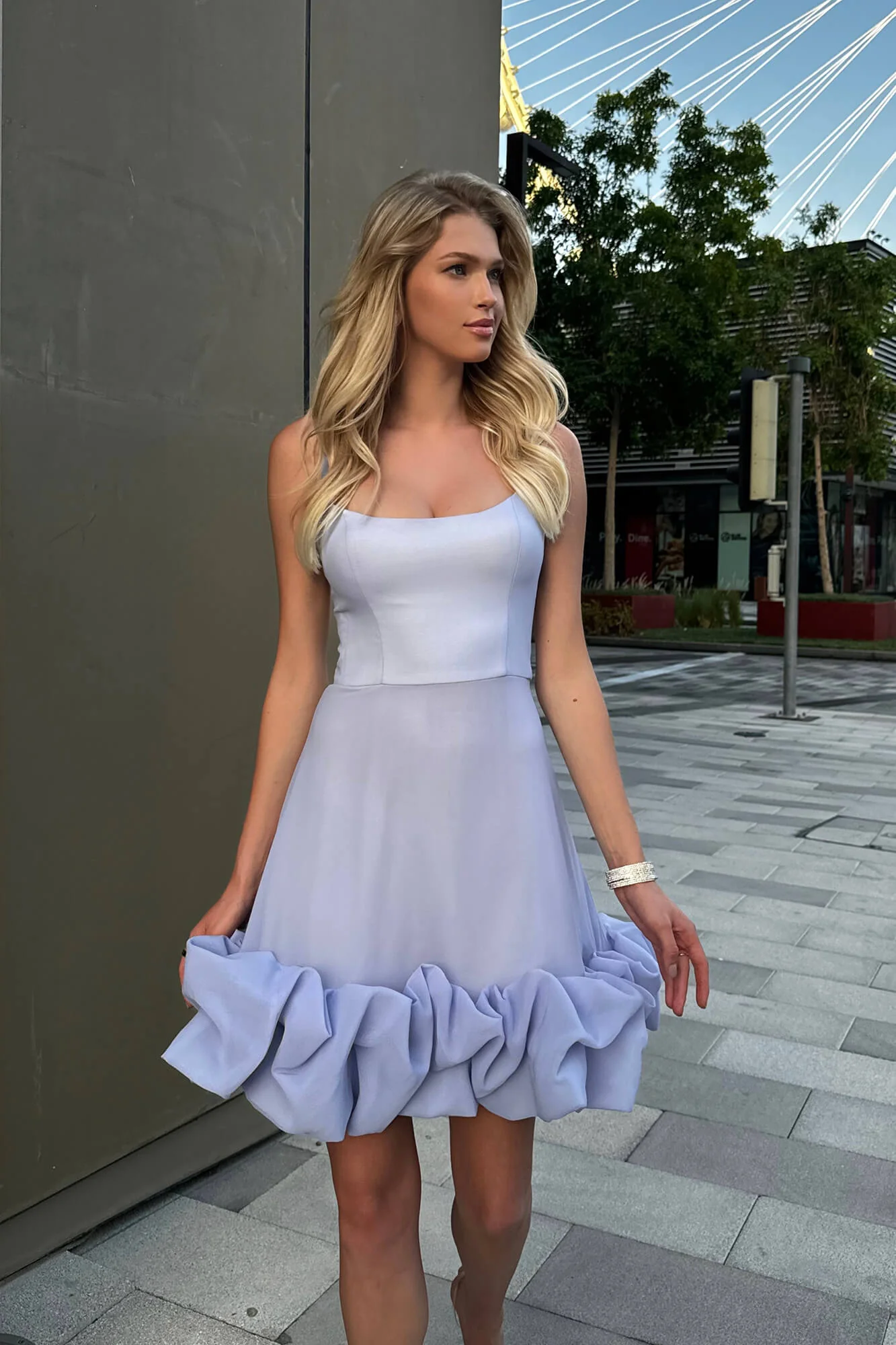 Flounce Bustier Mini Dress