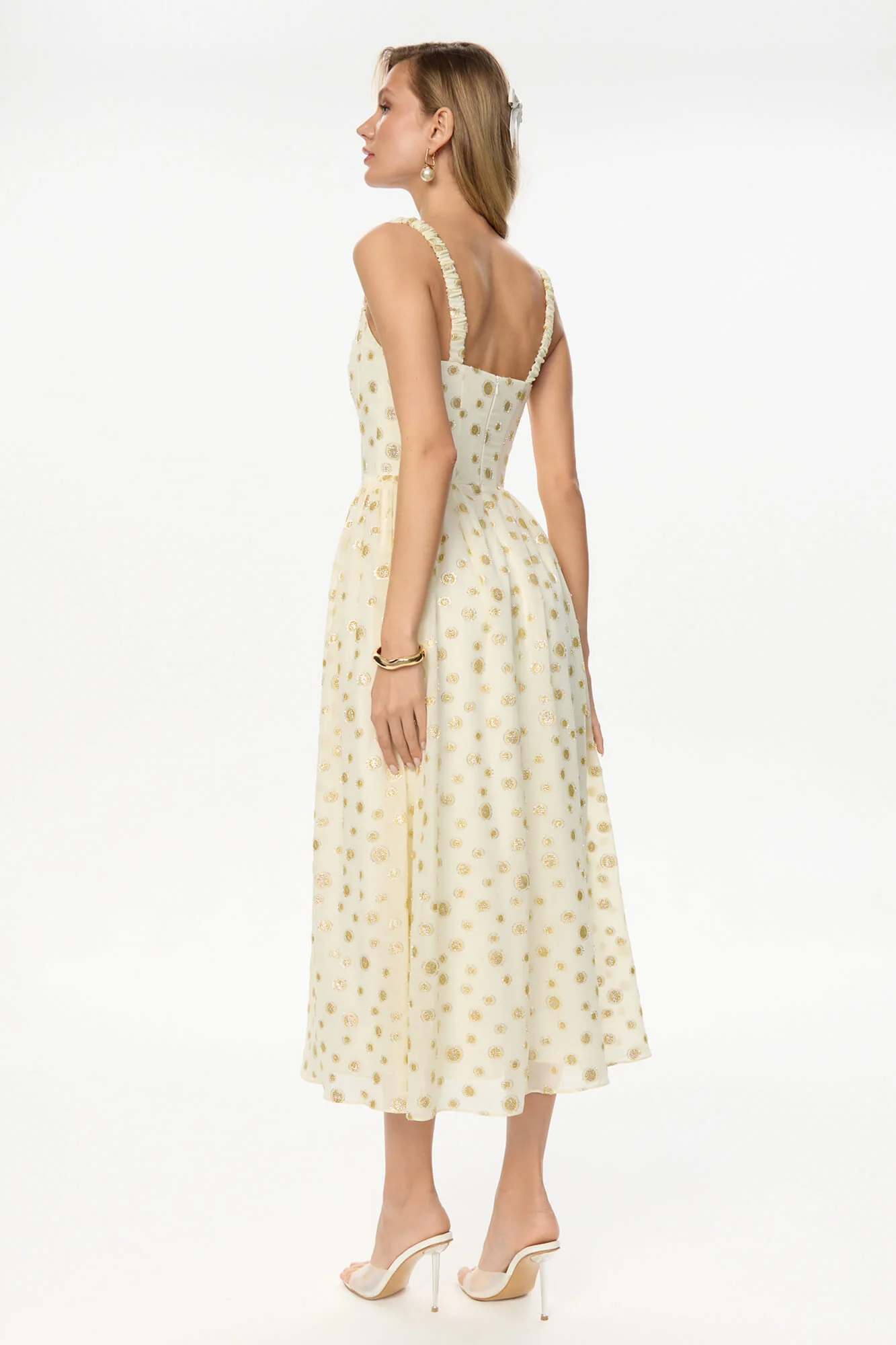 Strap Midi Dress with Corset-Style Bodice