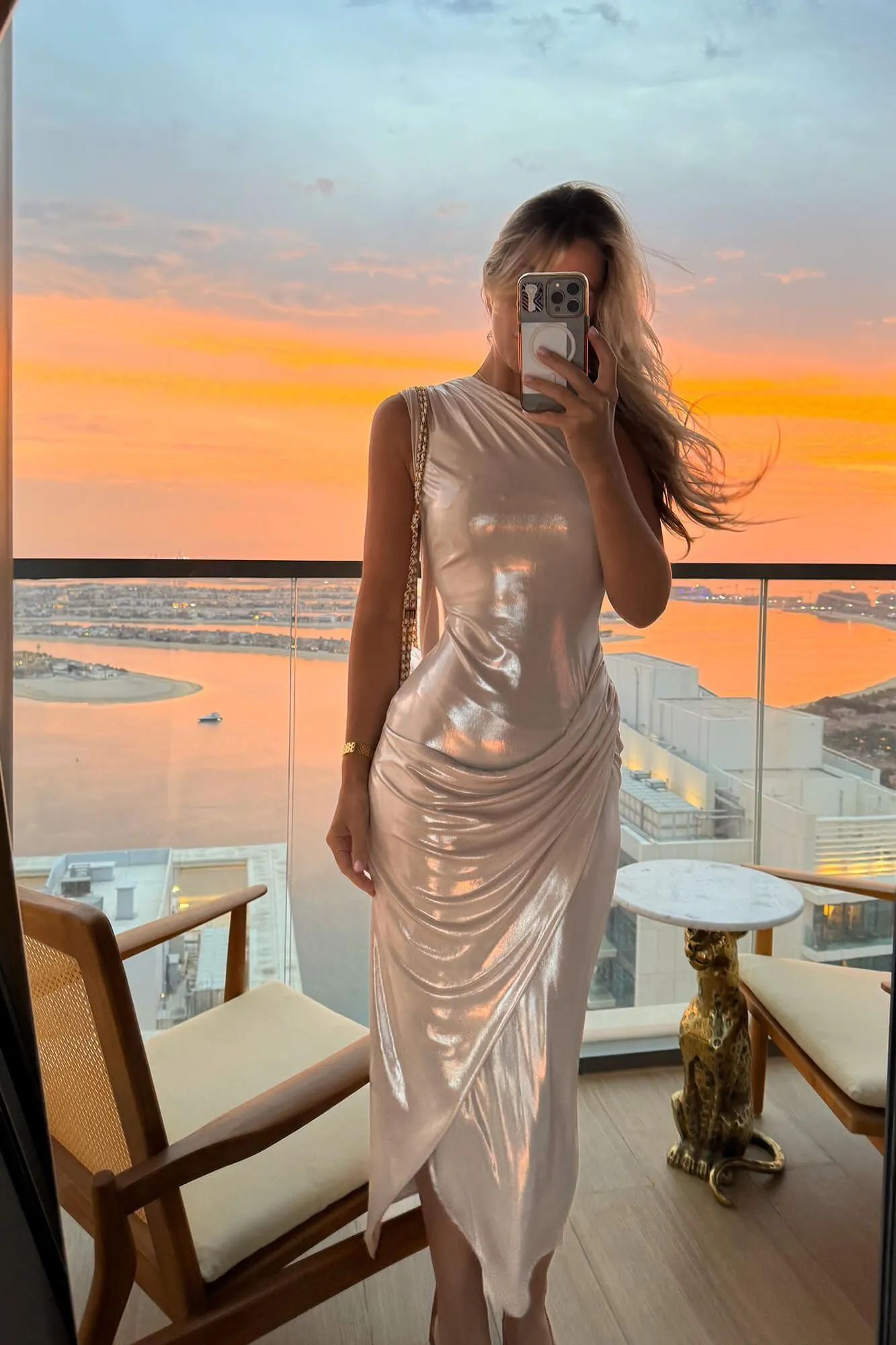 Jersey Midi Dress With Train