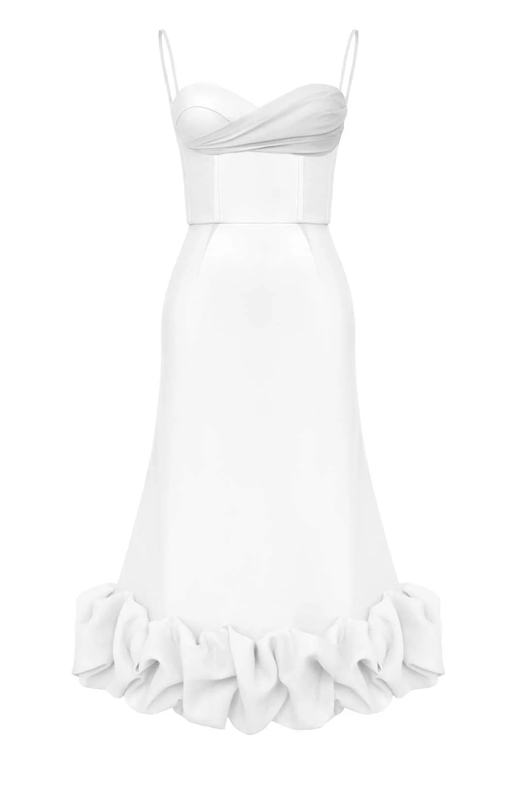 Draped Bodice Bottom Flounced Bustier Dress