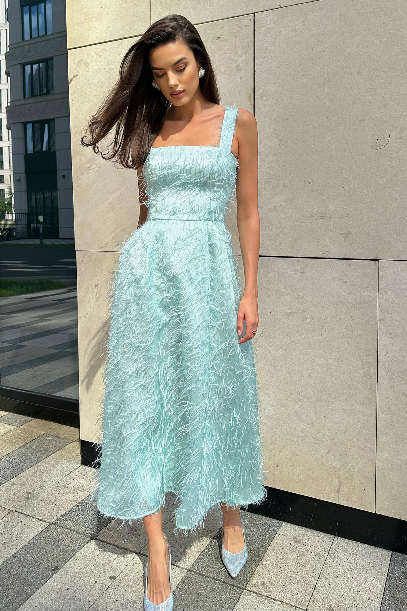 Pleated Corset Midi Dress