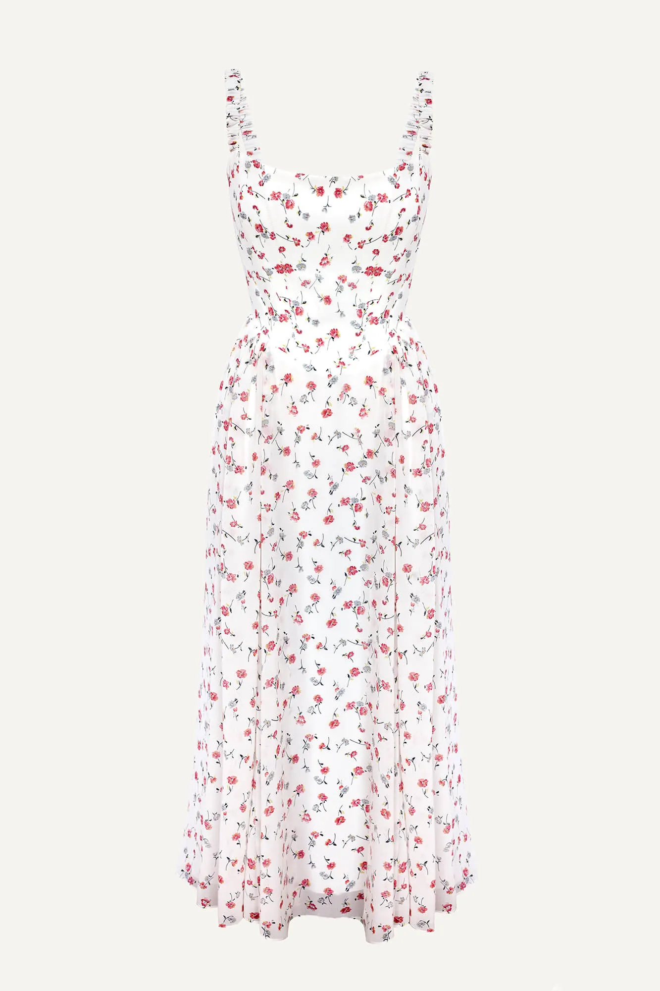 Strap Midi Dress with Corset-Style Bodice