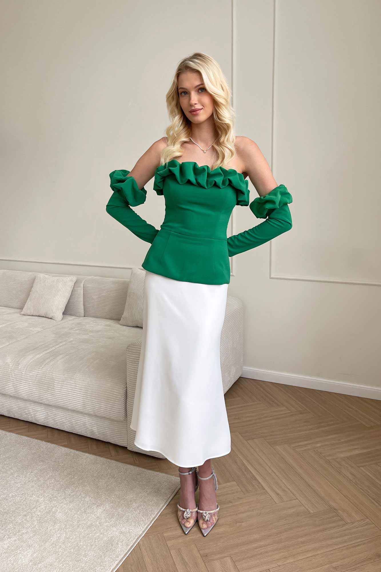 Flounced Bustier Top with Gloves