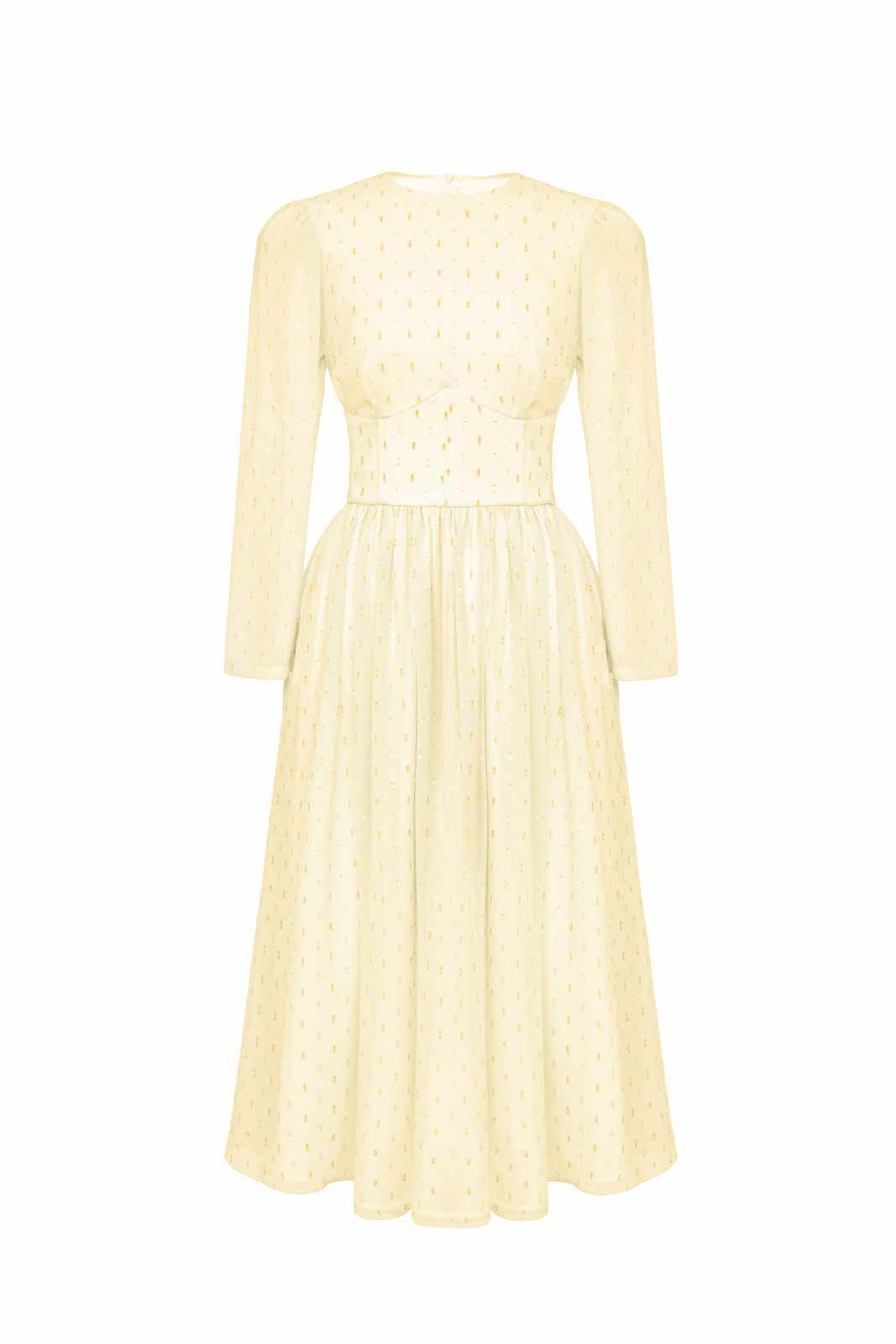 Long Sleeve Chiffon Midi Dress