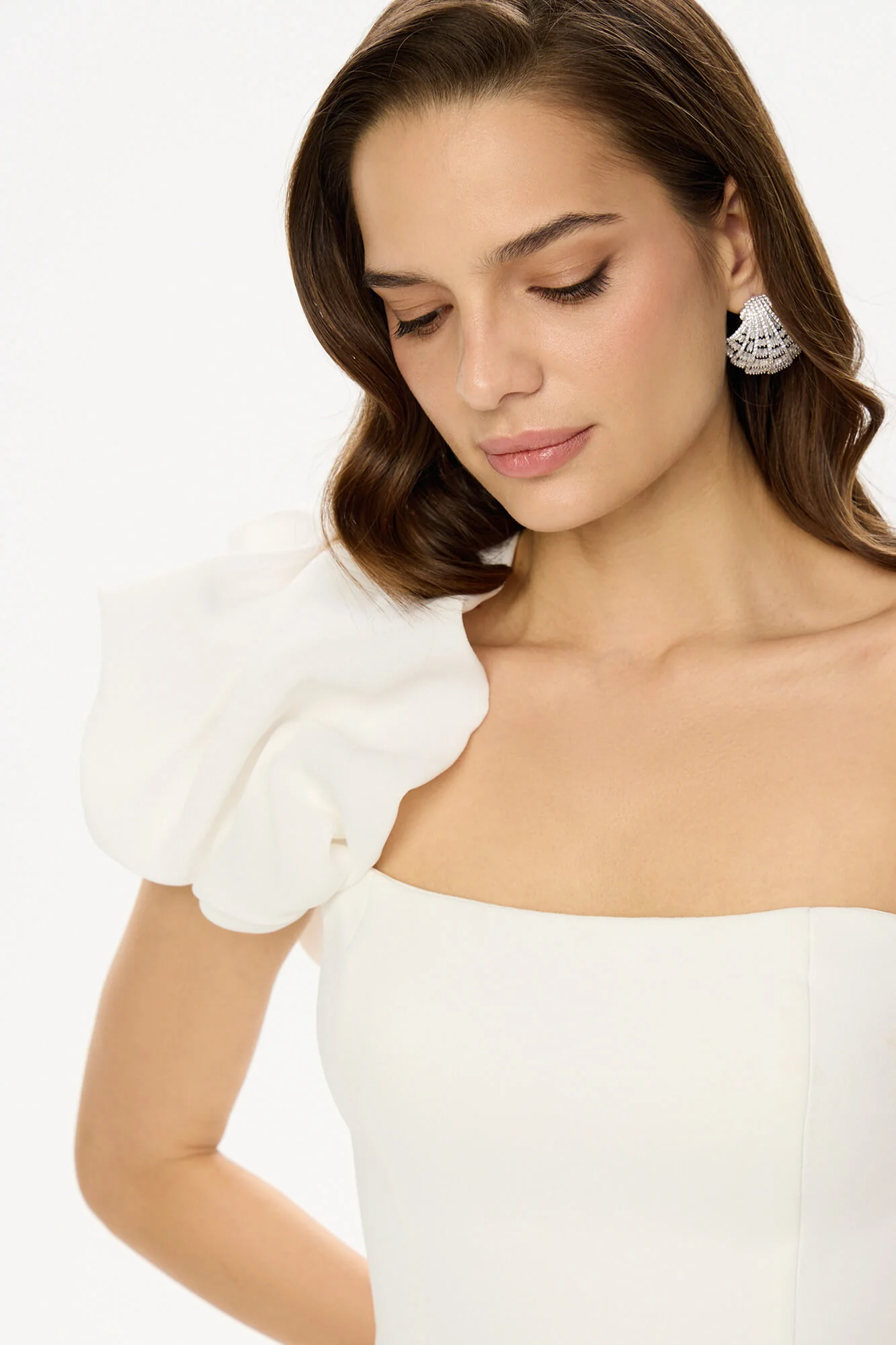 Flounced Bottom One Shoulder Bustier Dress