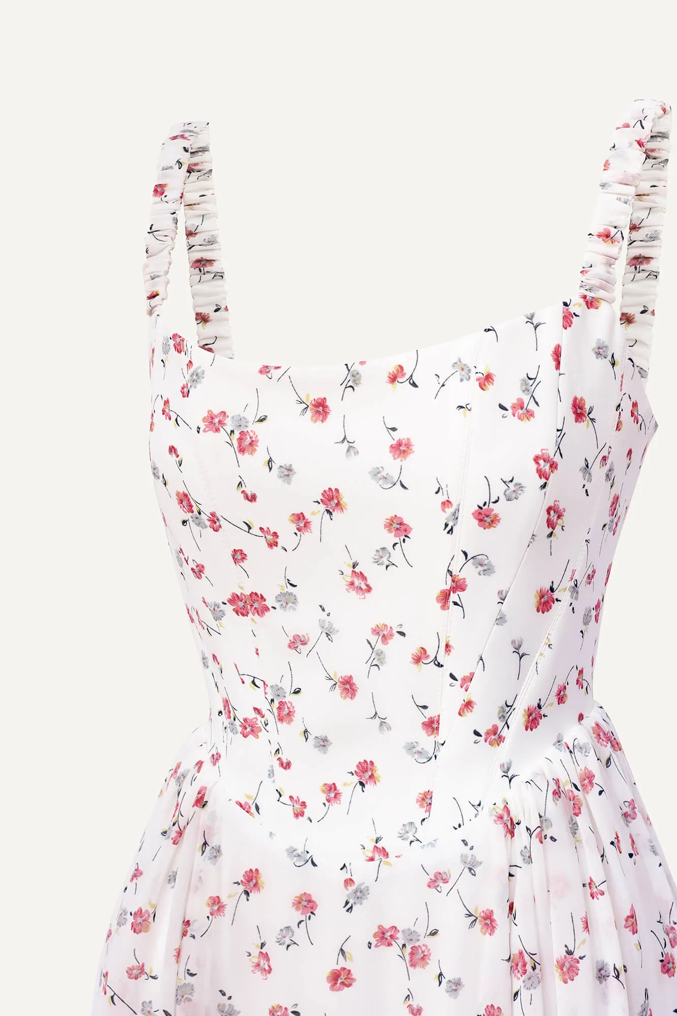 Strap Midi Dress with Corset-Style Bodice