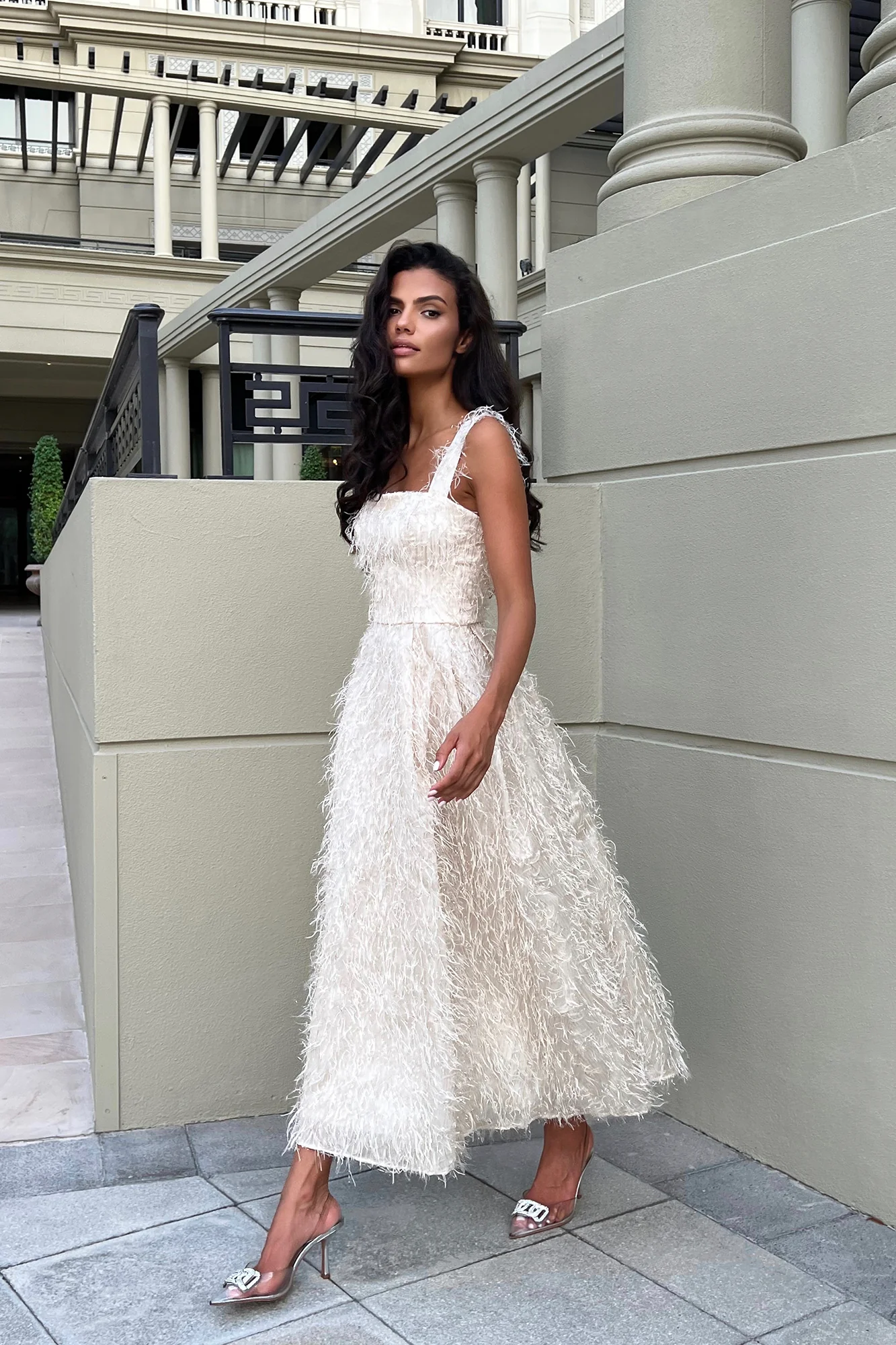 Pleated Corset Midi Dress