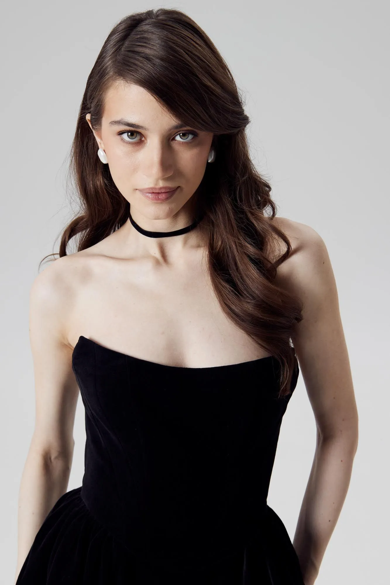 Velvet Mini Dress with Textured Corset