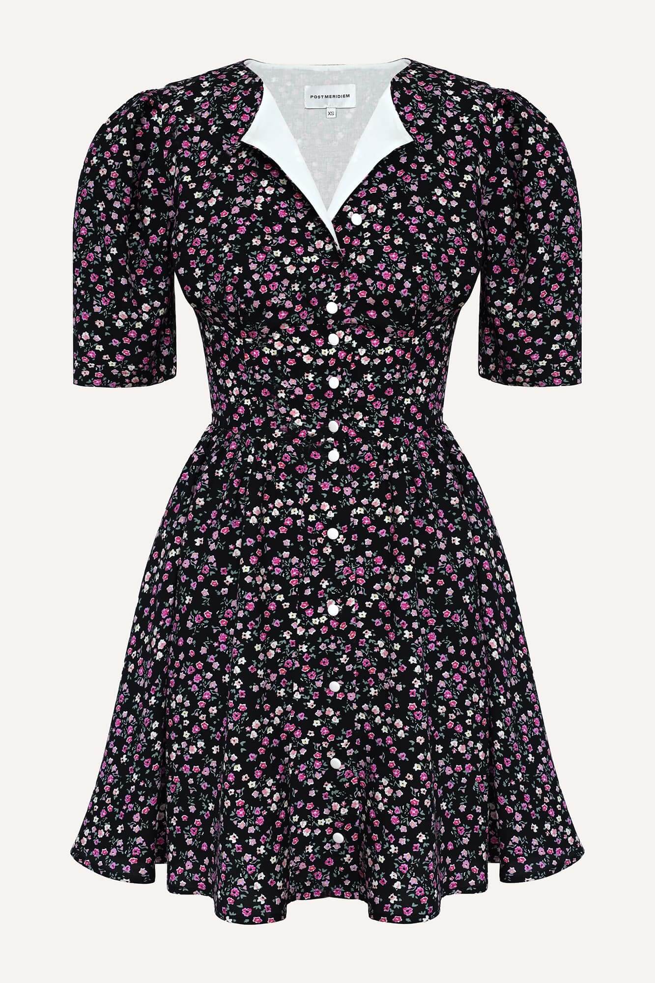 Short Sleeve Buttoned Mini Dress