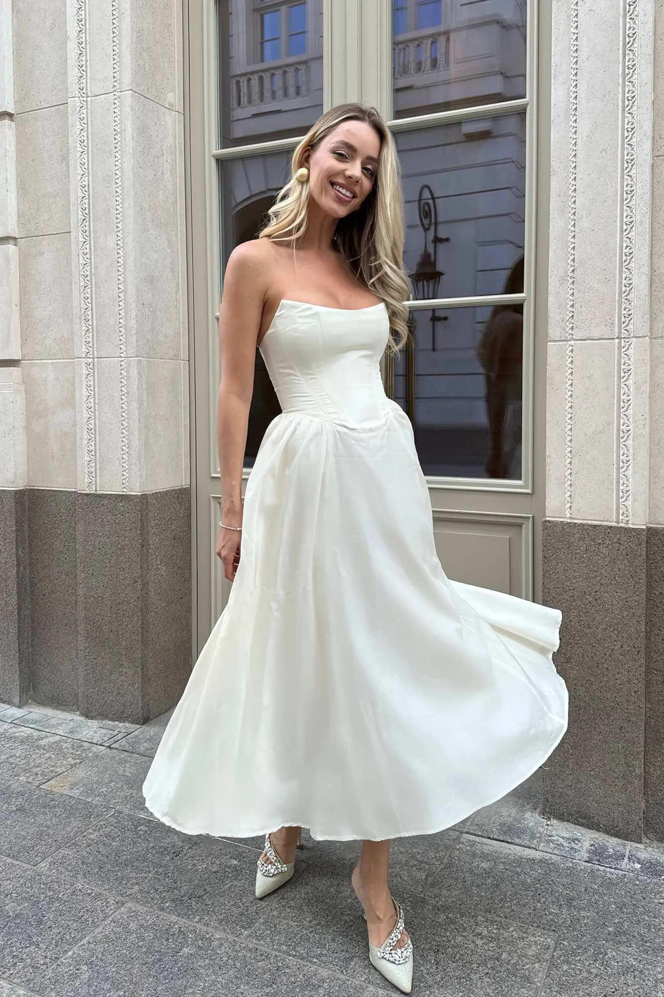 Tuck Corset Top Midi Dress