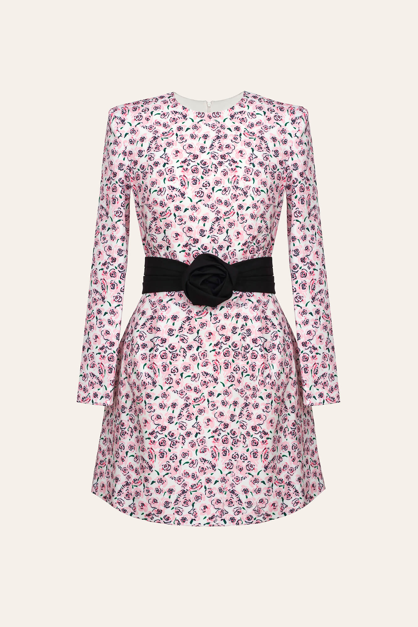 Long Sleeve Mini Dress with removable Rose belt