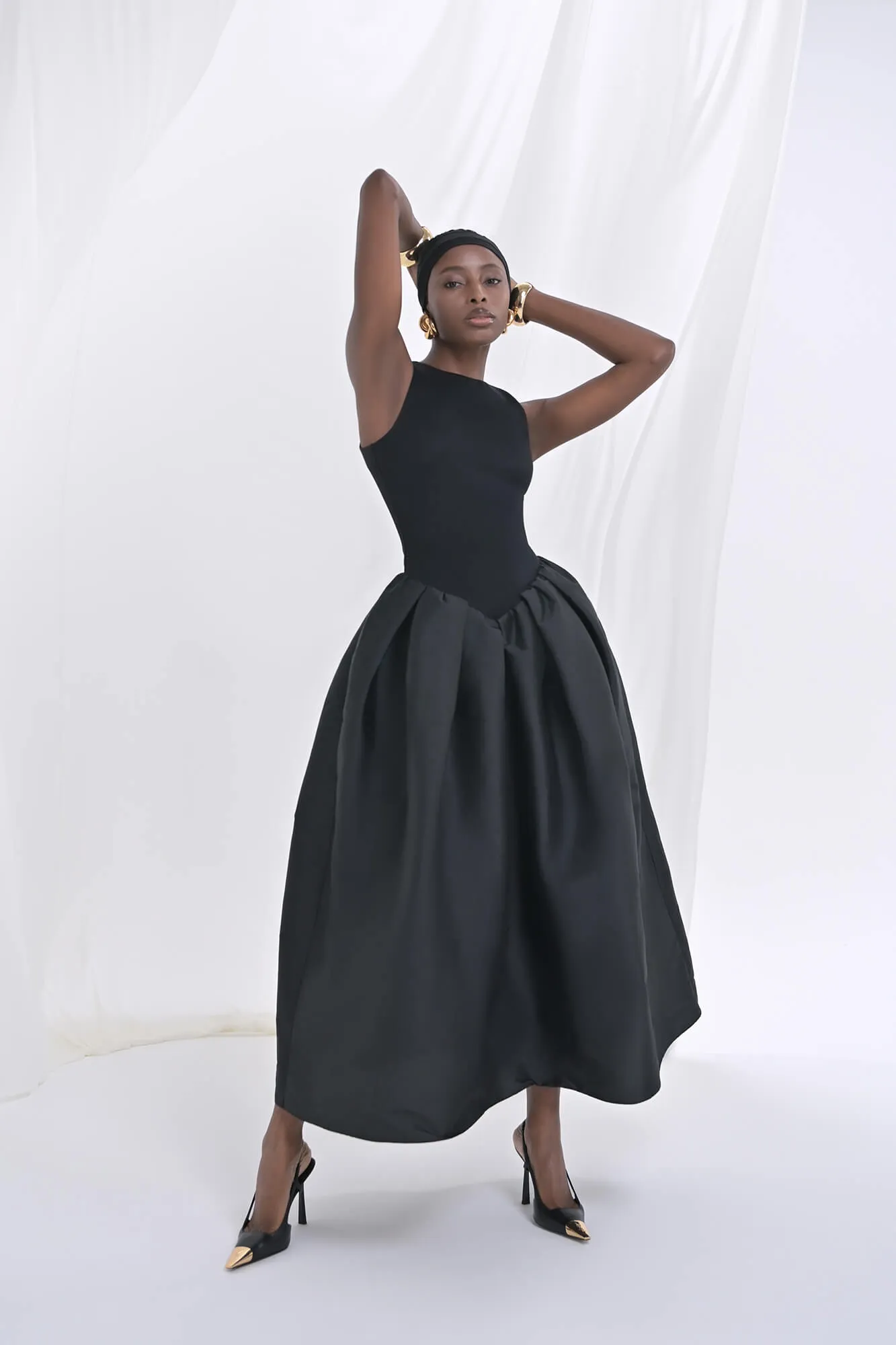 Midi Dress With Puffy Skirt