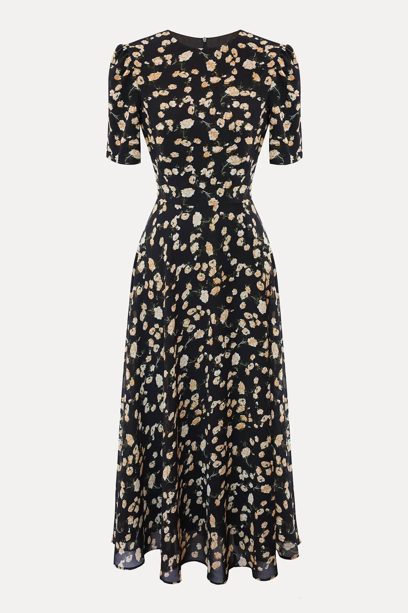 Short Sleeve Floral Midi Dress