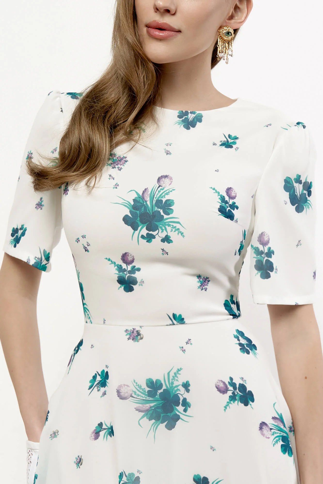 Short Sleeve Floral Midi Dress