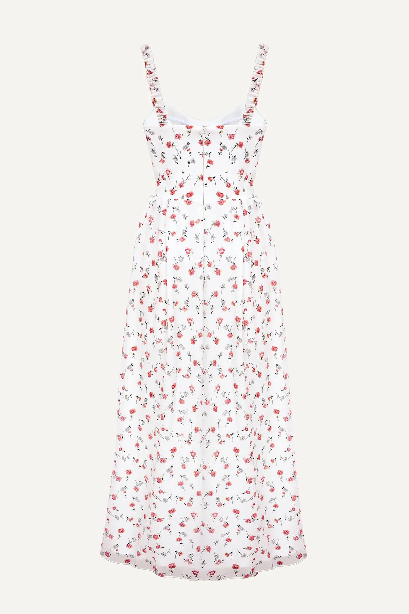 Strap Midi Dress with Corset-Style Bodice