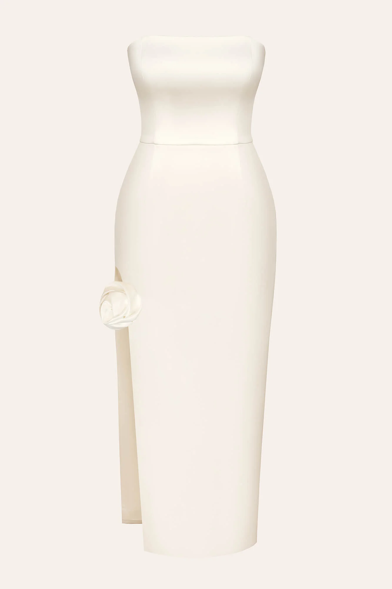 Satin Sheath Midi Dress with a Rose choker