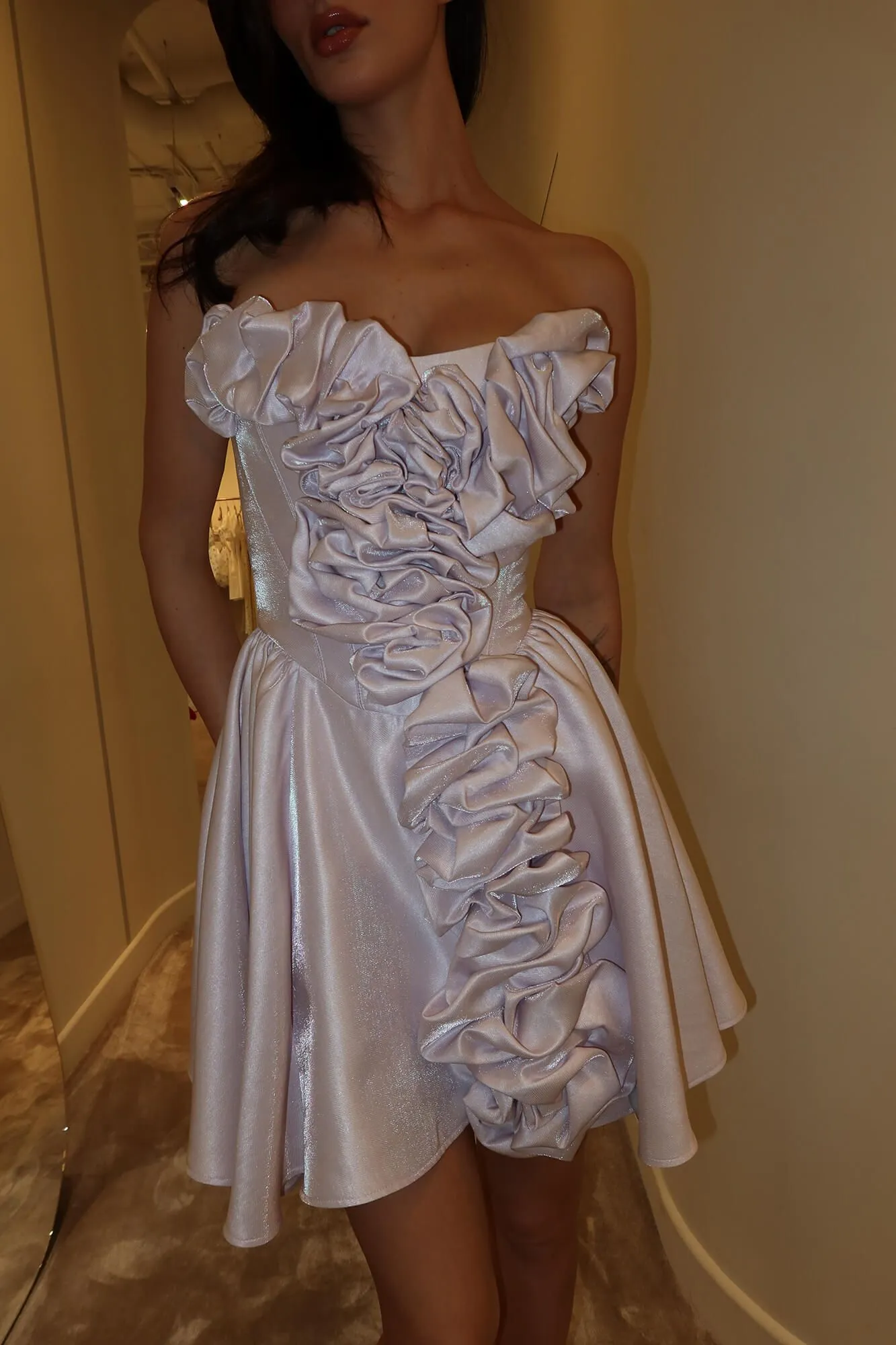 Mini Dress With Corset And Gathering