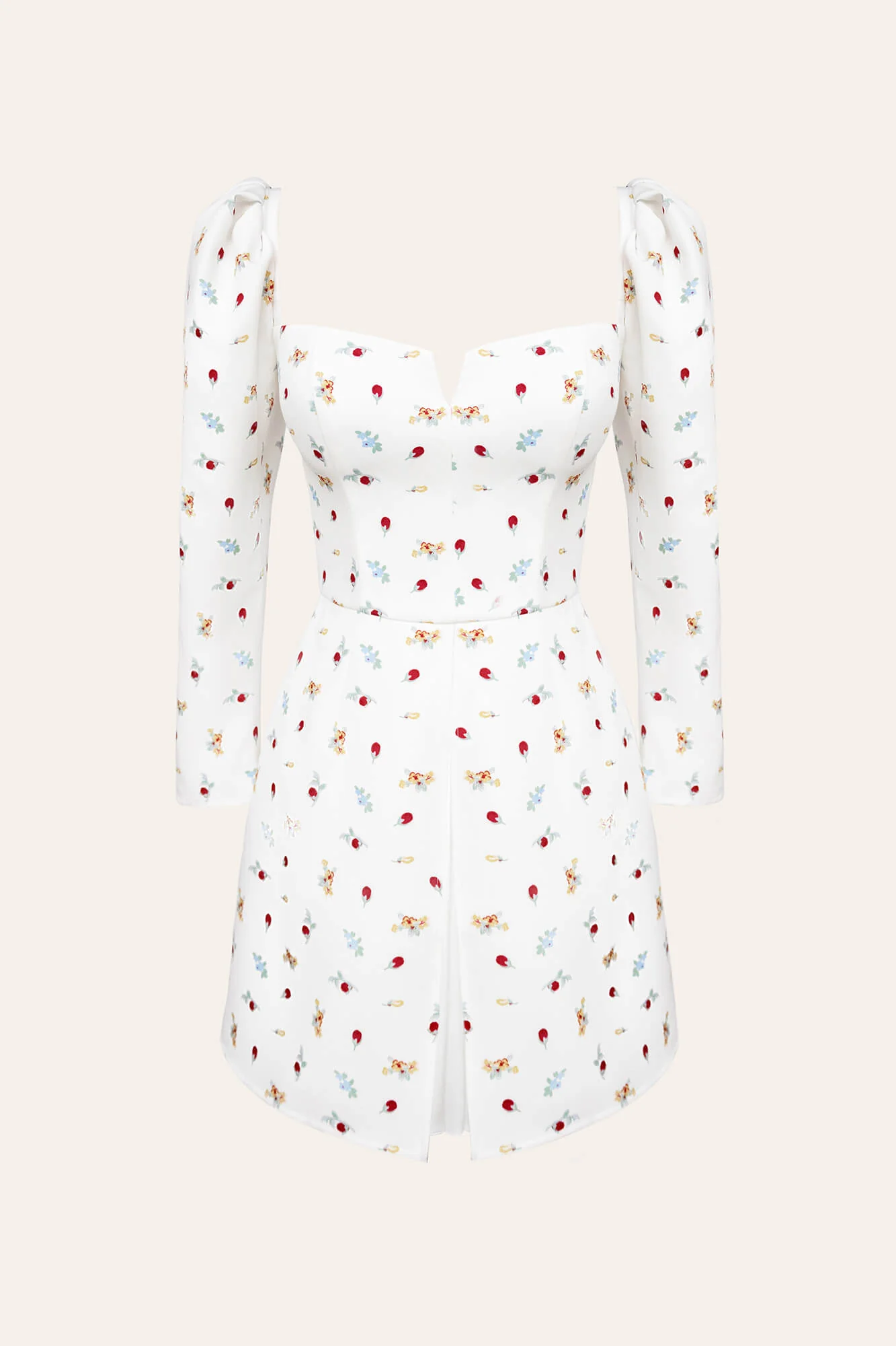 Berry Printed Long Sleeve A-Line Mini Dress