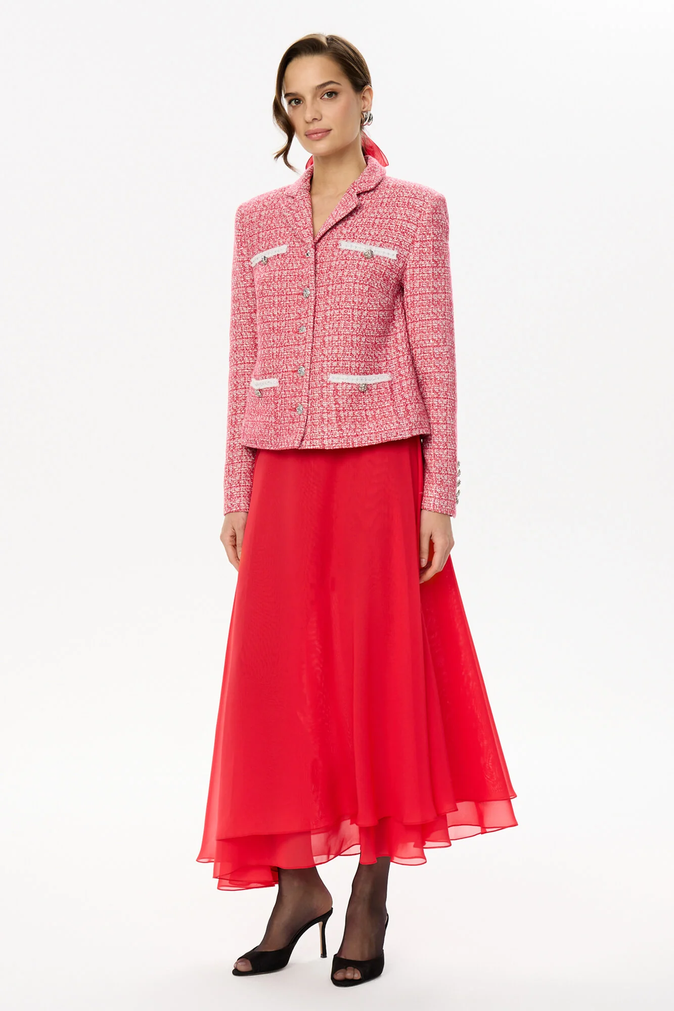 Asymmetrical Chiffon Midi Skirt