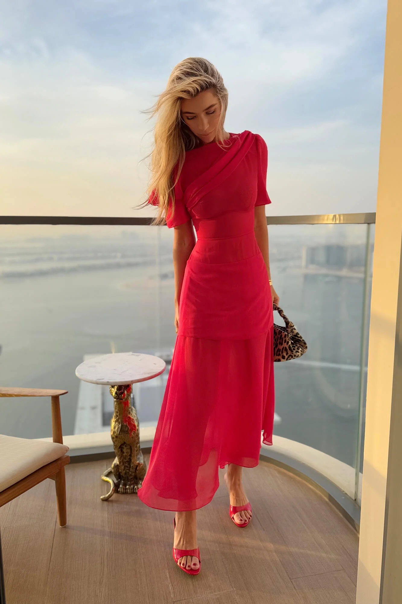 Chiffon Asymmetrical Midi Dress