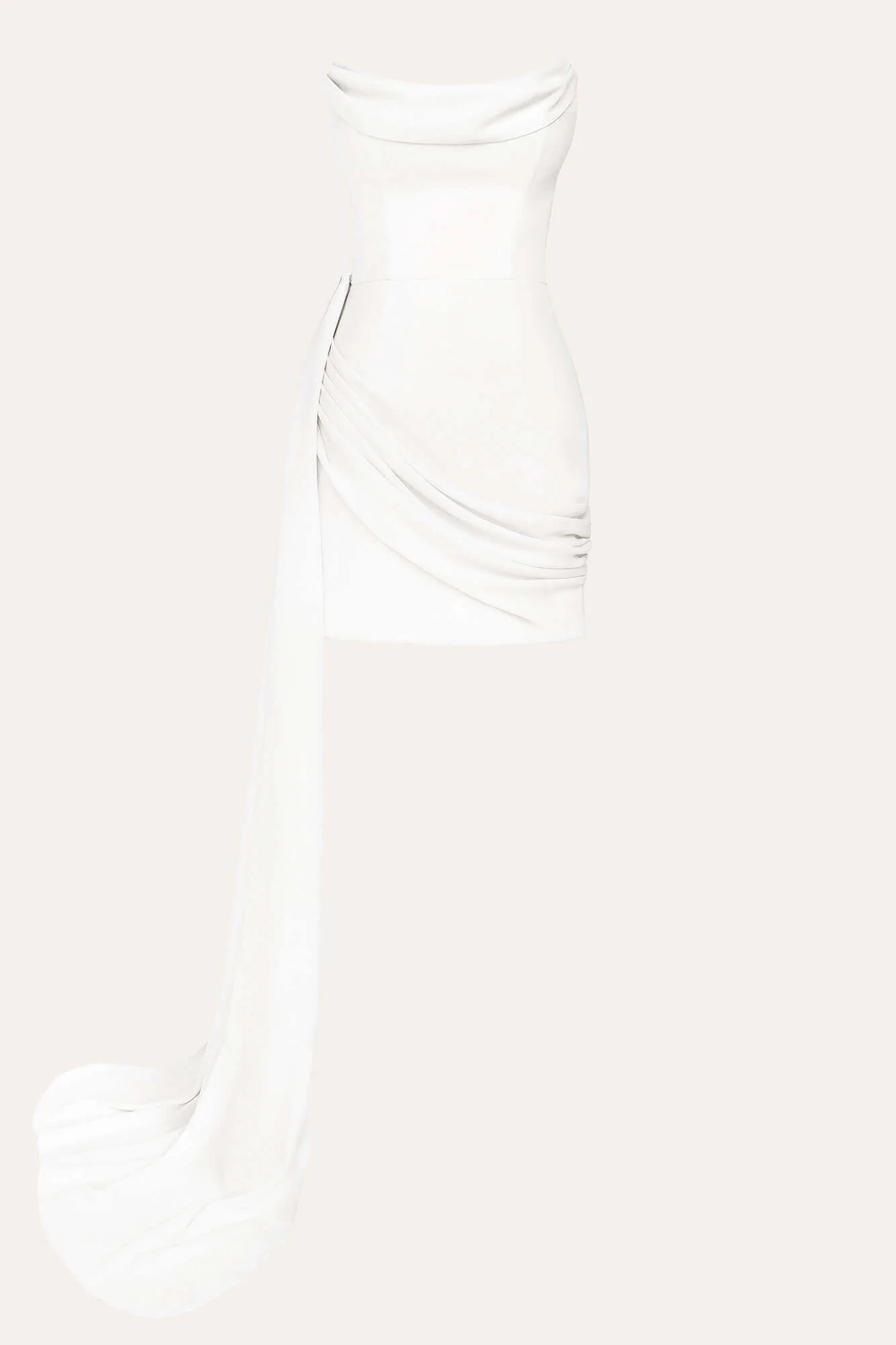 Сorset Draped Chiffon Train Mini Dress