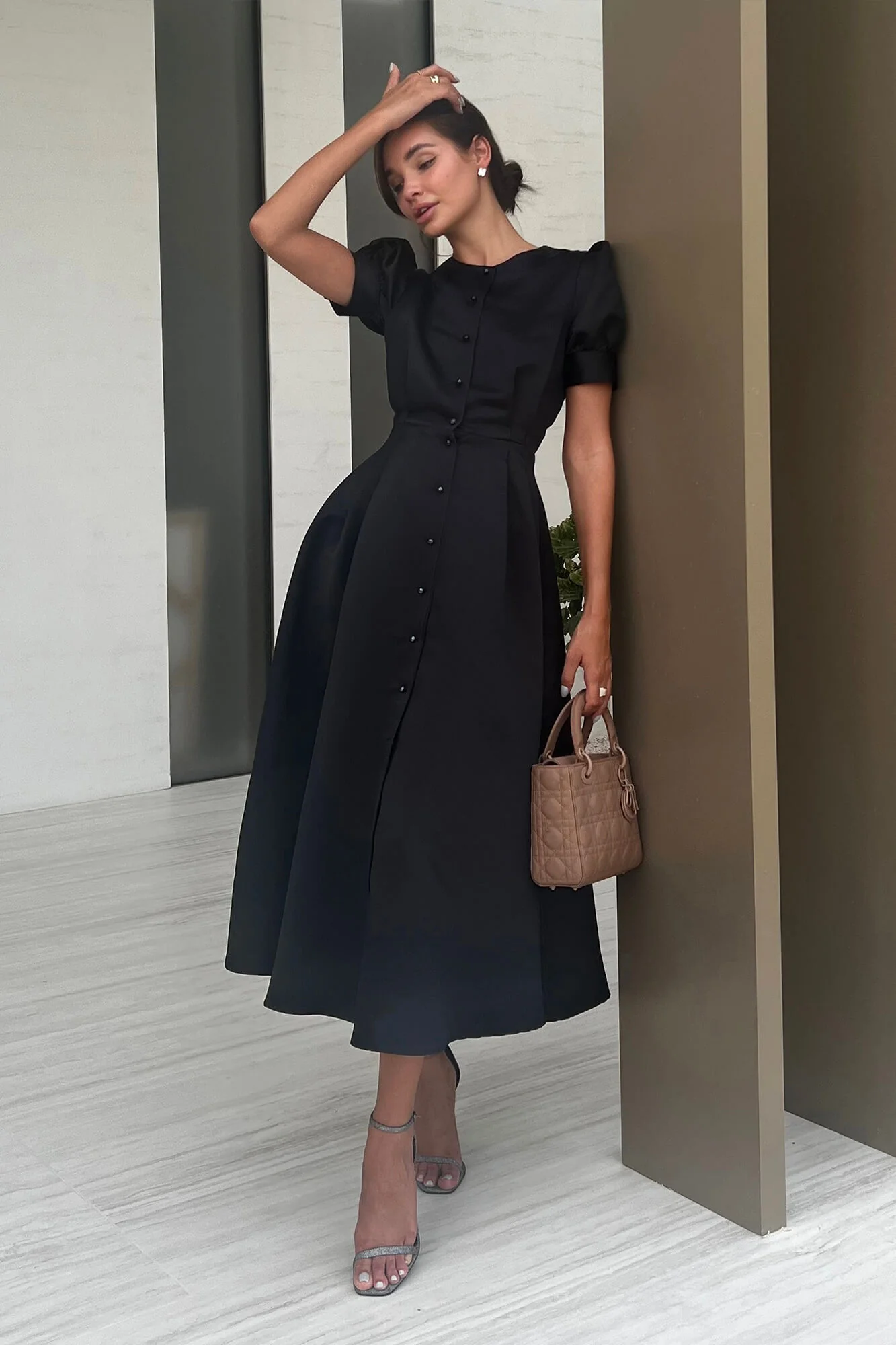 Button Front Midi Dress